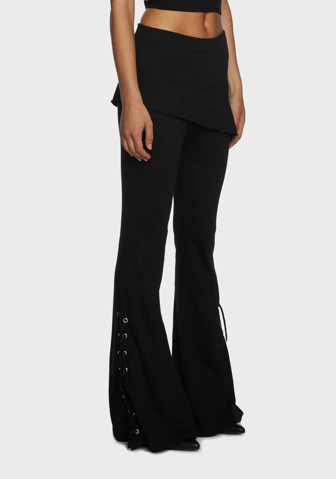 2-In-1 Boot-Cut Leggings With Micro Slant Skirt - Image 3