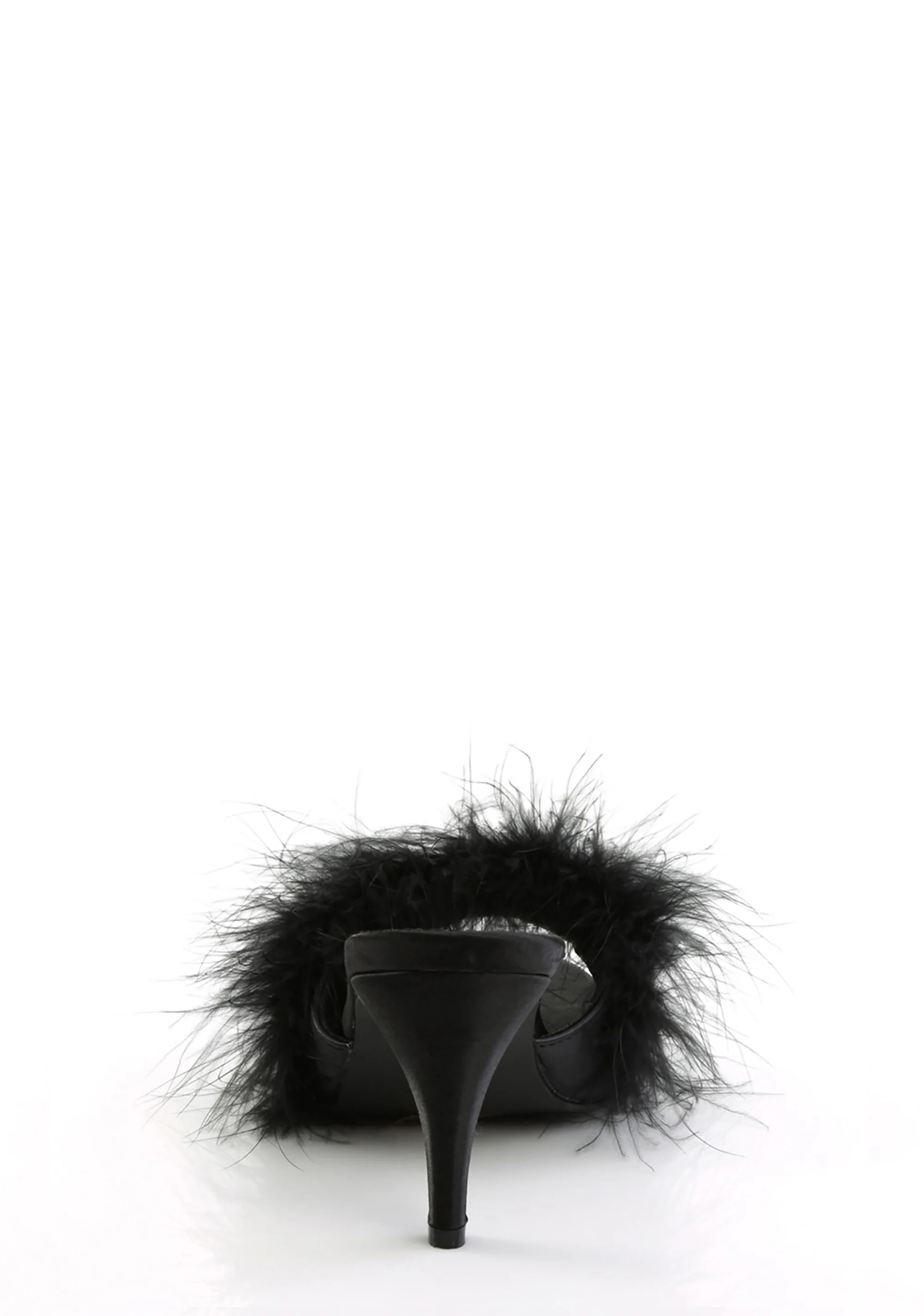Amour-03 Marabou Slippter-Black PU - Image 3