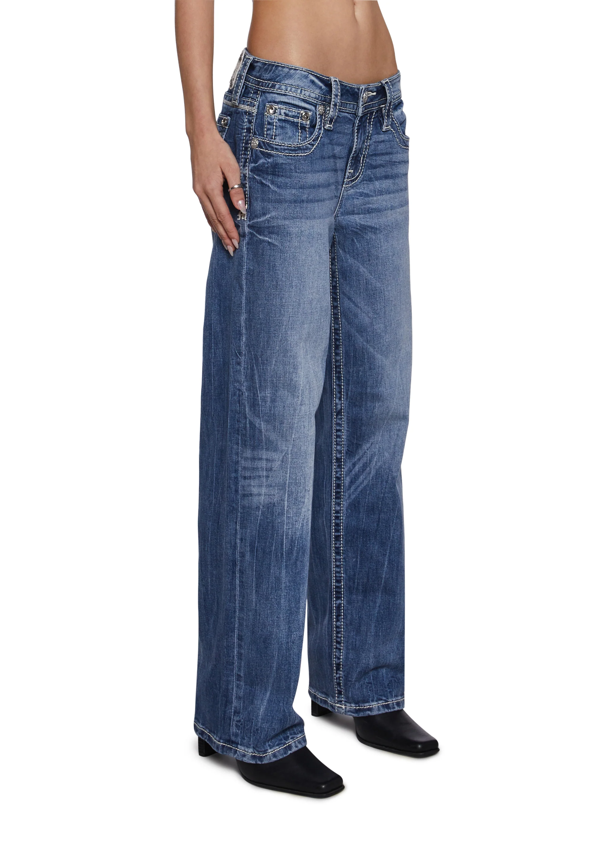 30" Mid Rise Slim Wide Jeans - Image 3