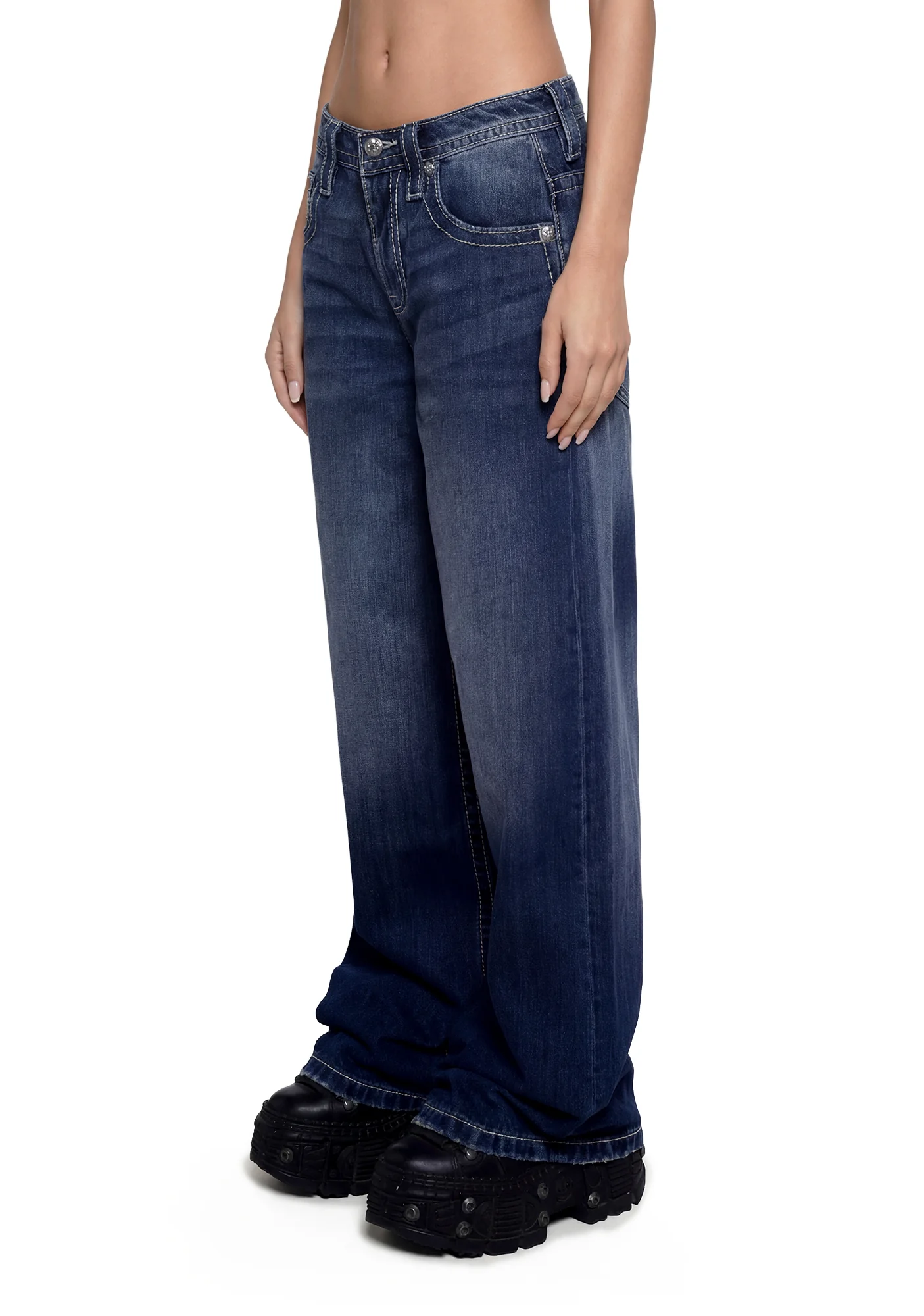 Helena Baggy Wide Leg - Medium Wash - Image 4