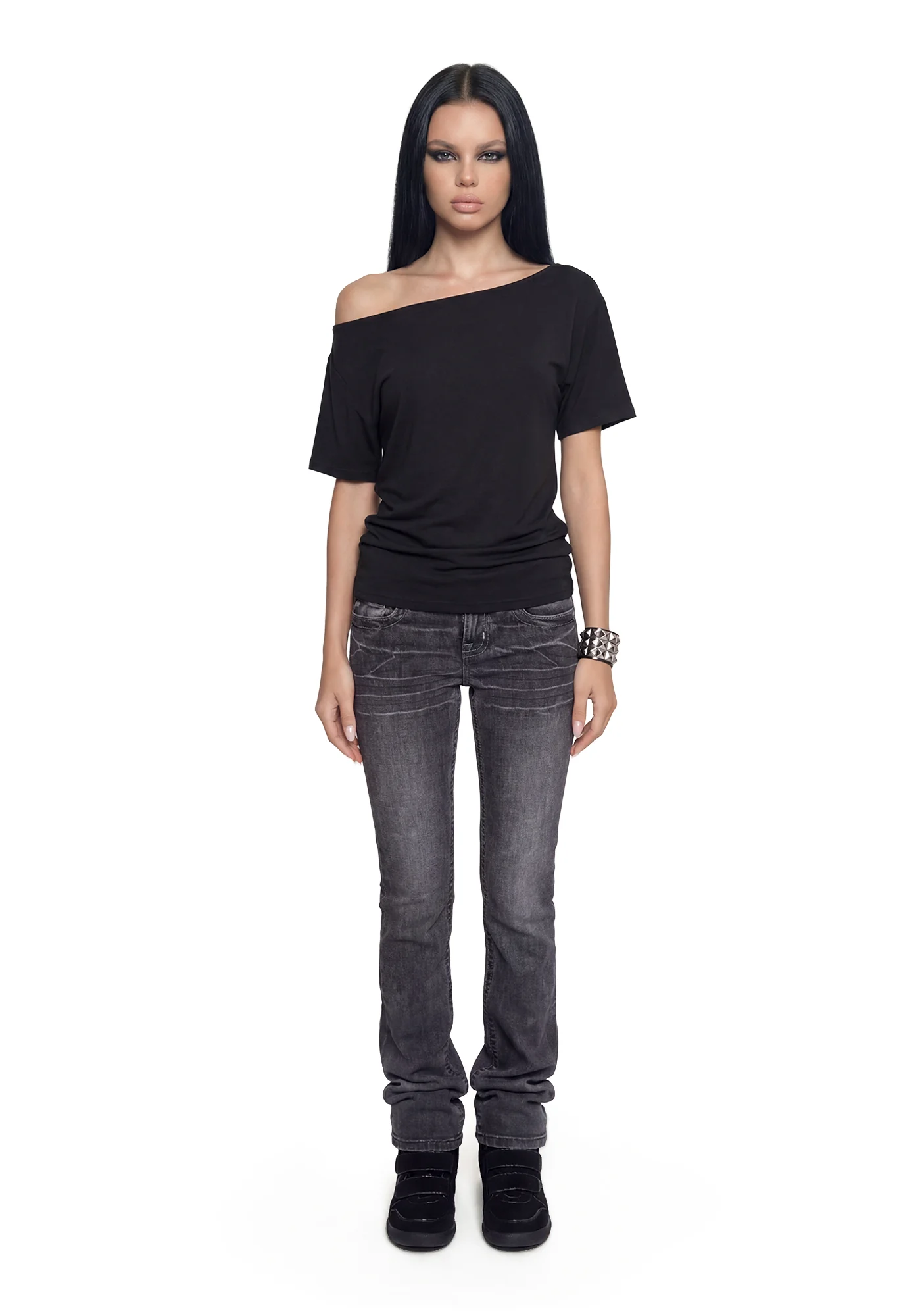 Skylar Low Rise Bootcut Jeans - Grey - Image 3