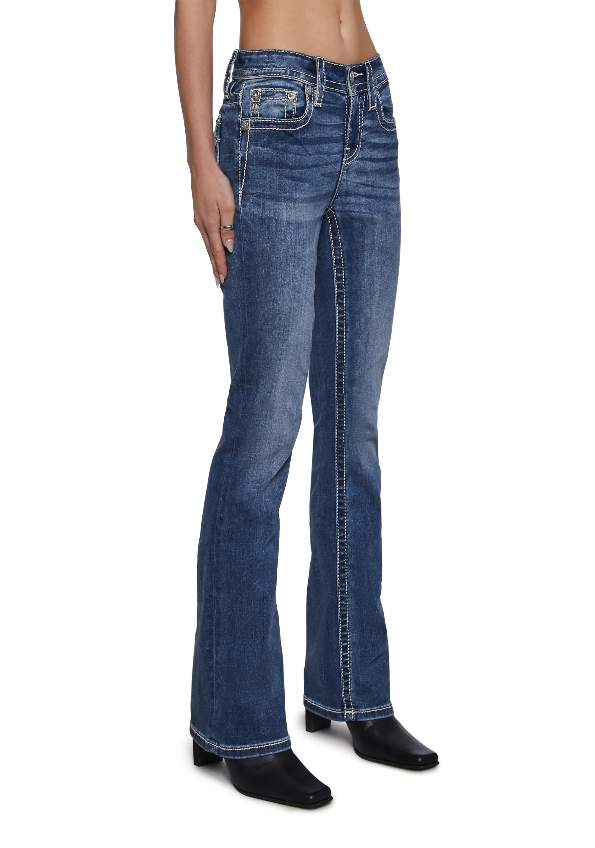 32" Mid Rise Boot Cut Jeans - Image 3