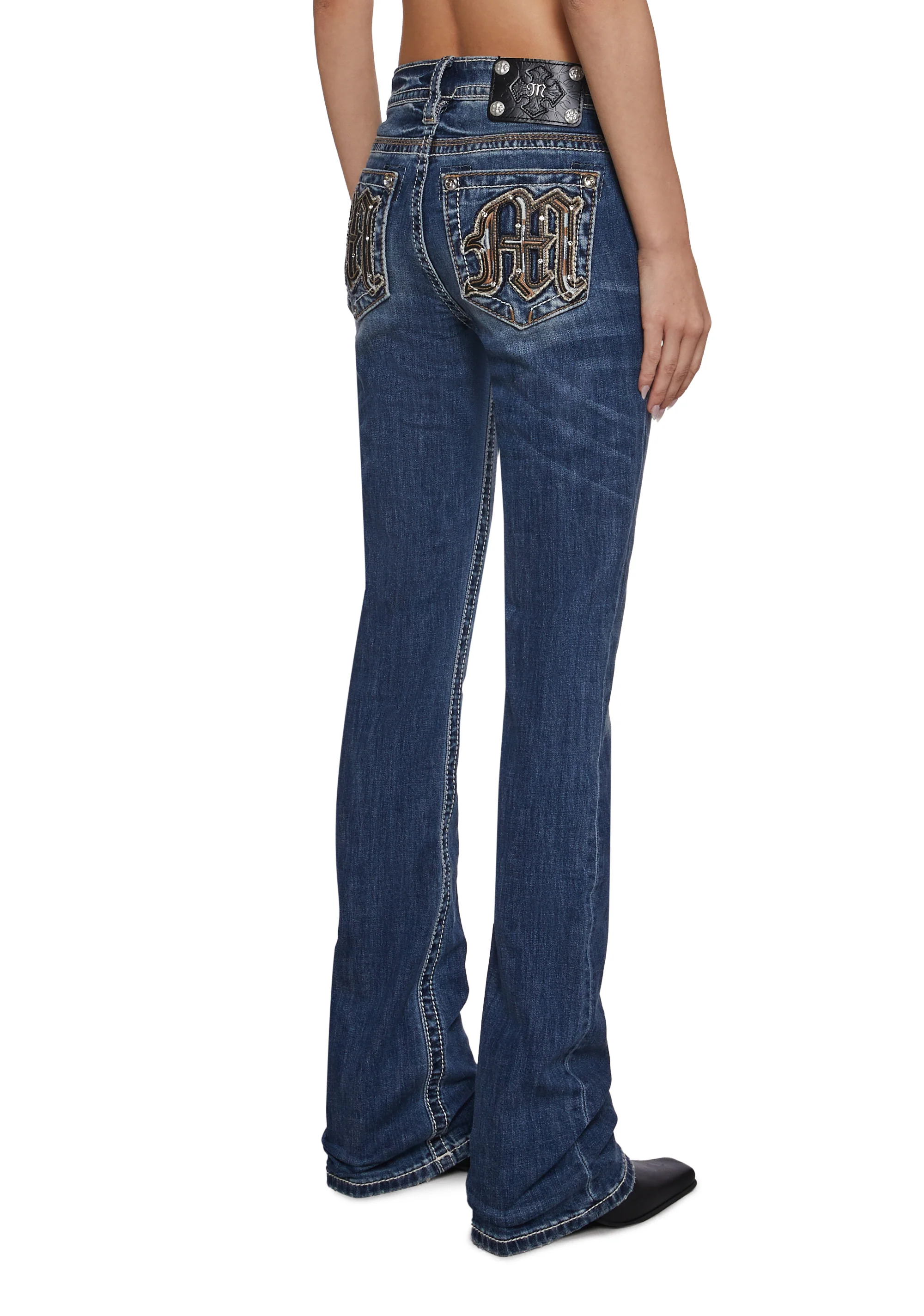 34" Mid Rise Washed Boot Cut Jeans - Image 4