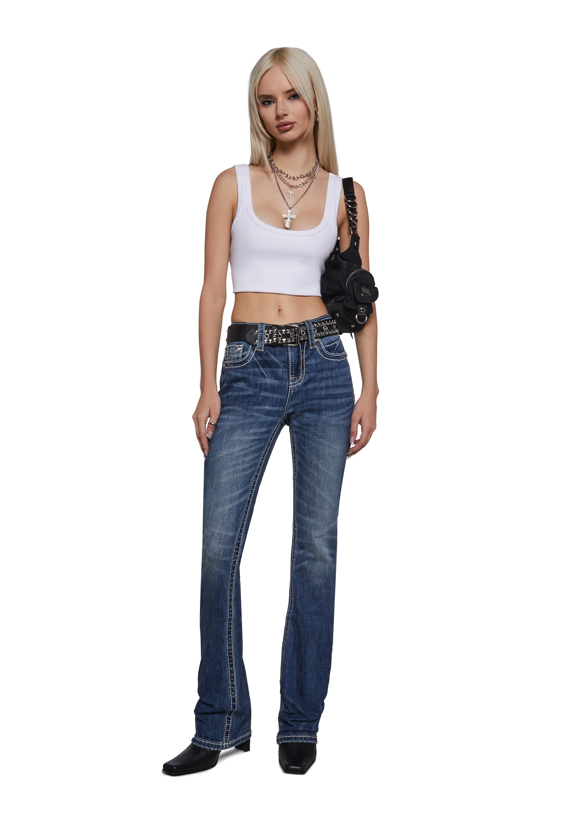 34" Mid Rise Washed Boot Cut Jeans - Image 5