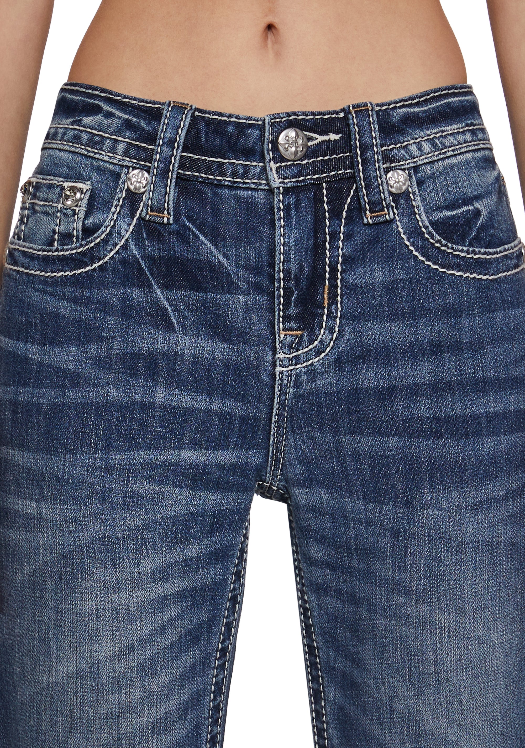 34" Mid Rise Washed Boot Cut Jeans - Image 6