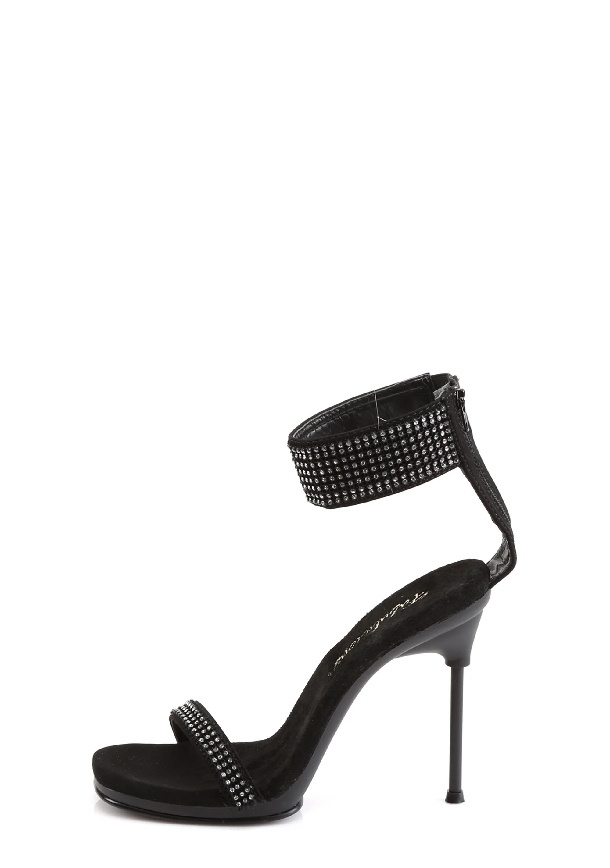 Chic-40 Platform Ankle Strap Rhinestone Sandals-Black - Image 2