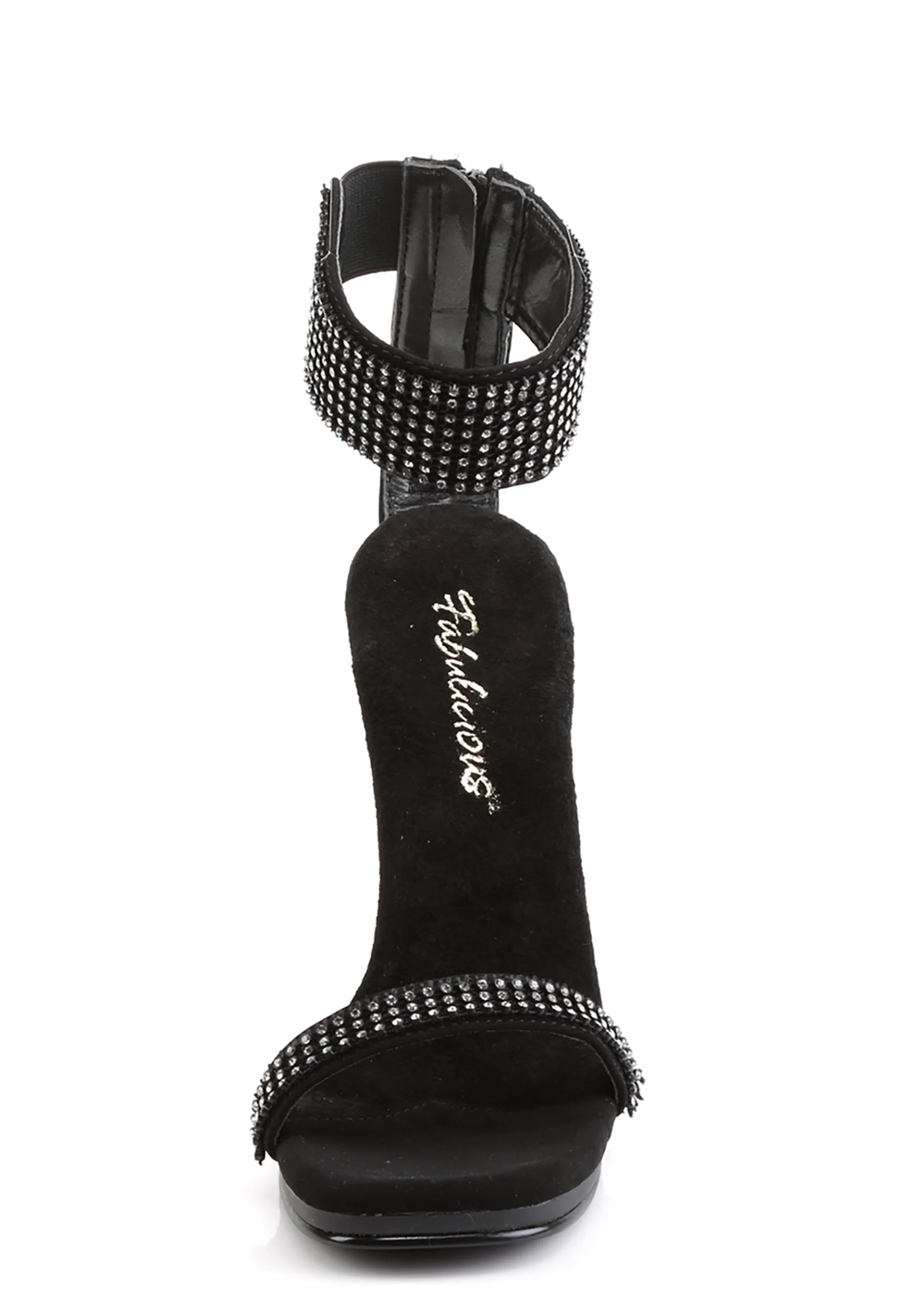 Chic-40 Platform Ankle Strap Rhinestone Sandals-Black - Image 3