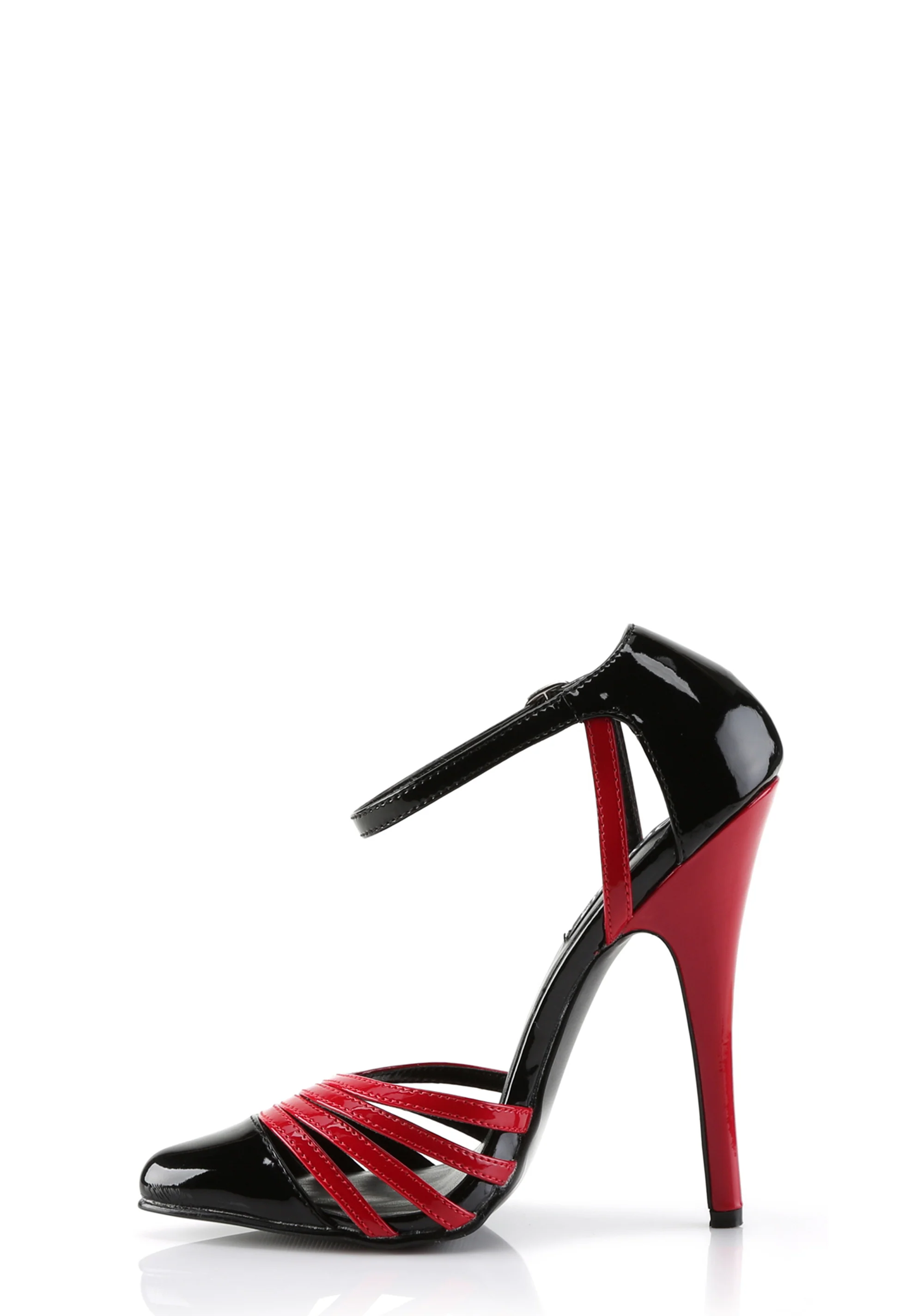 Domina-412 Strappy Ankle Strap Sandals-Blk-Red - Image 2