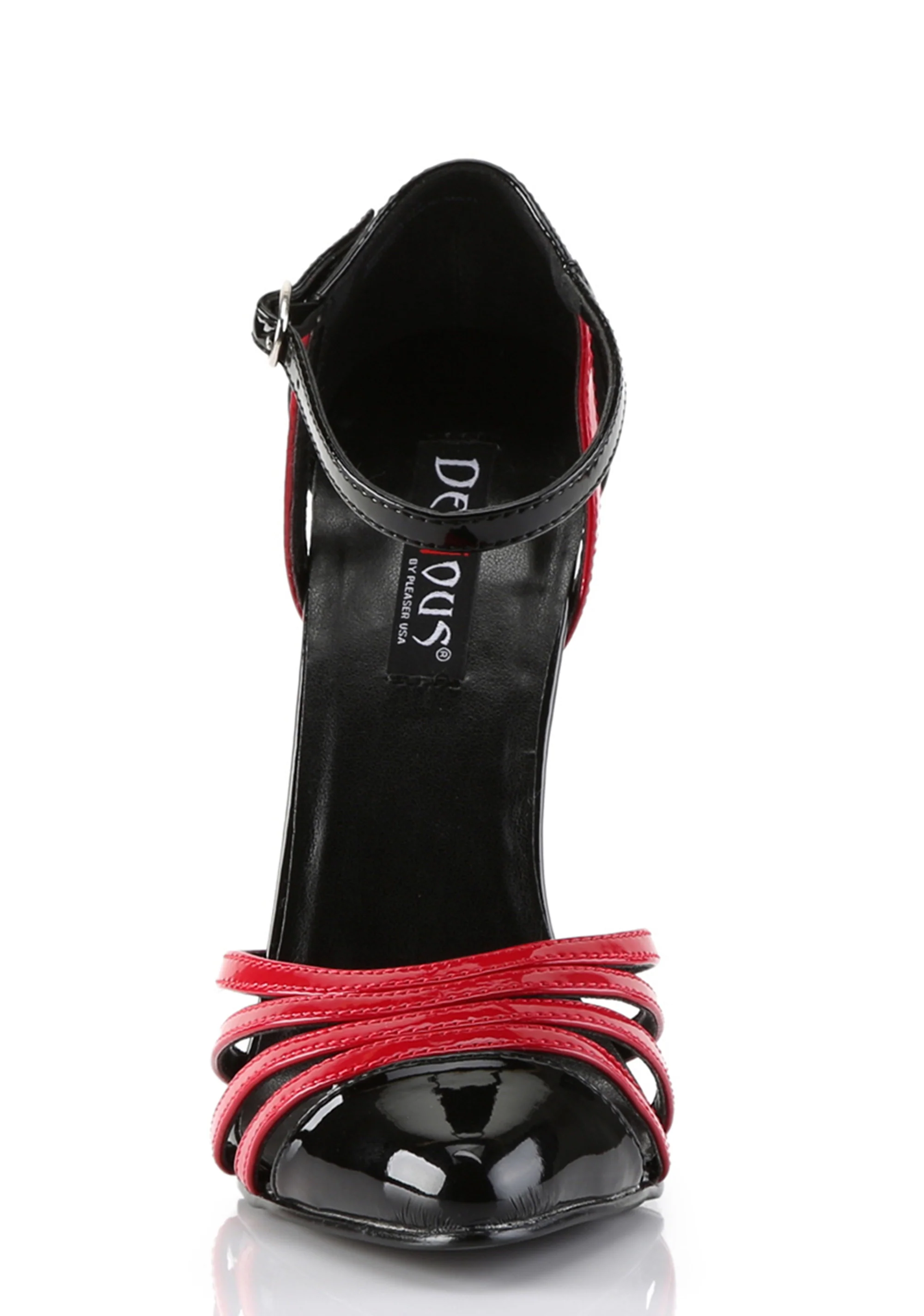 Domina-412 Strappy Ankle Strap Sandals-Blk-Red - Image 3