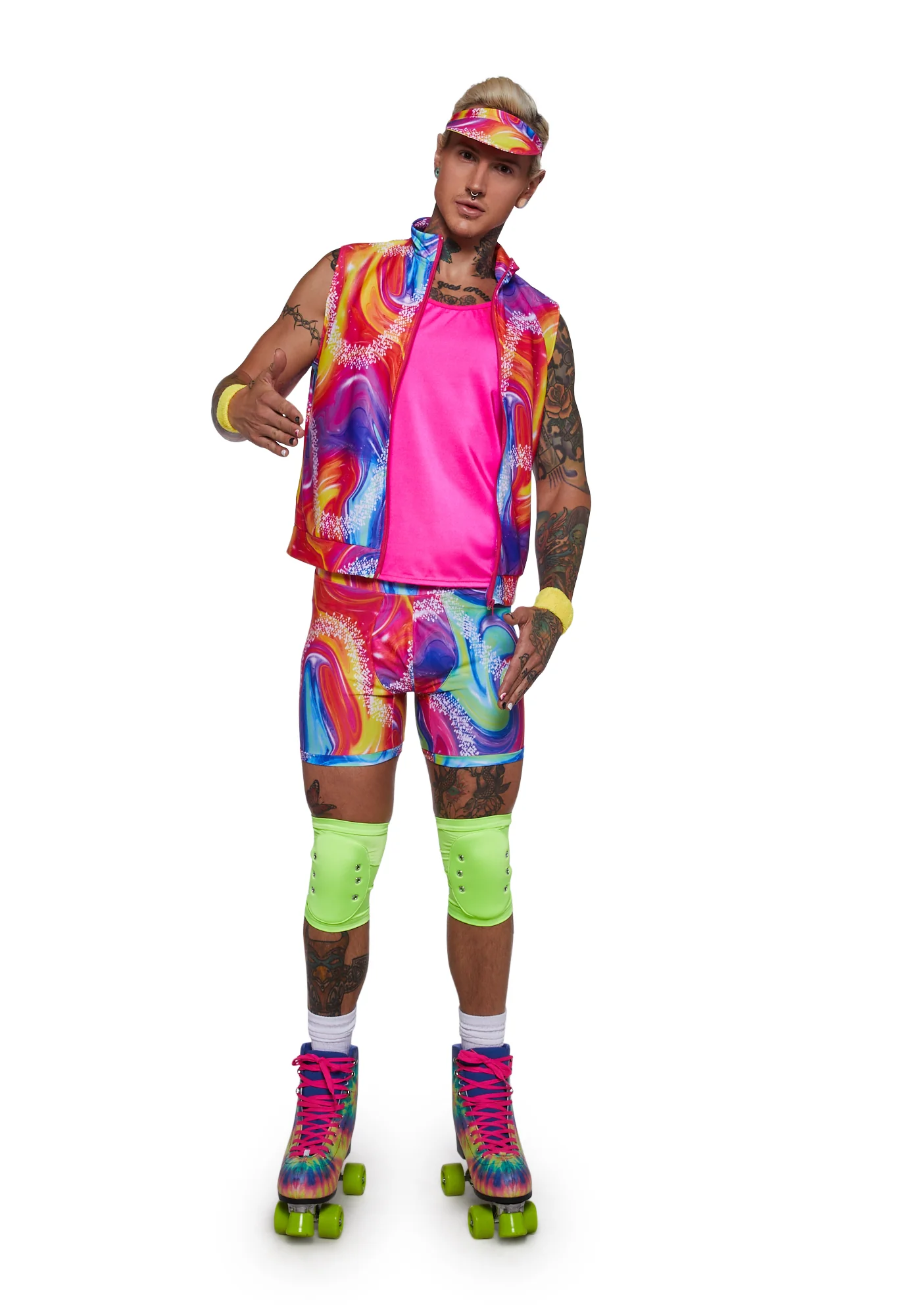6 Piece Men’s Retro Rollerblade Stud Costume - Image 2