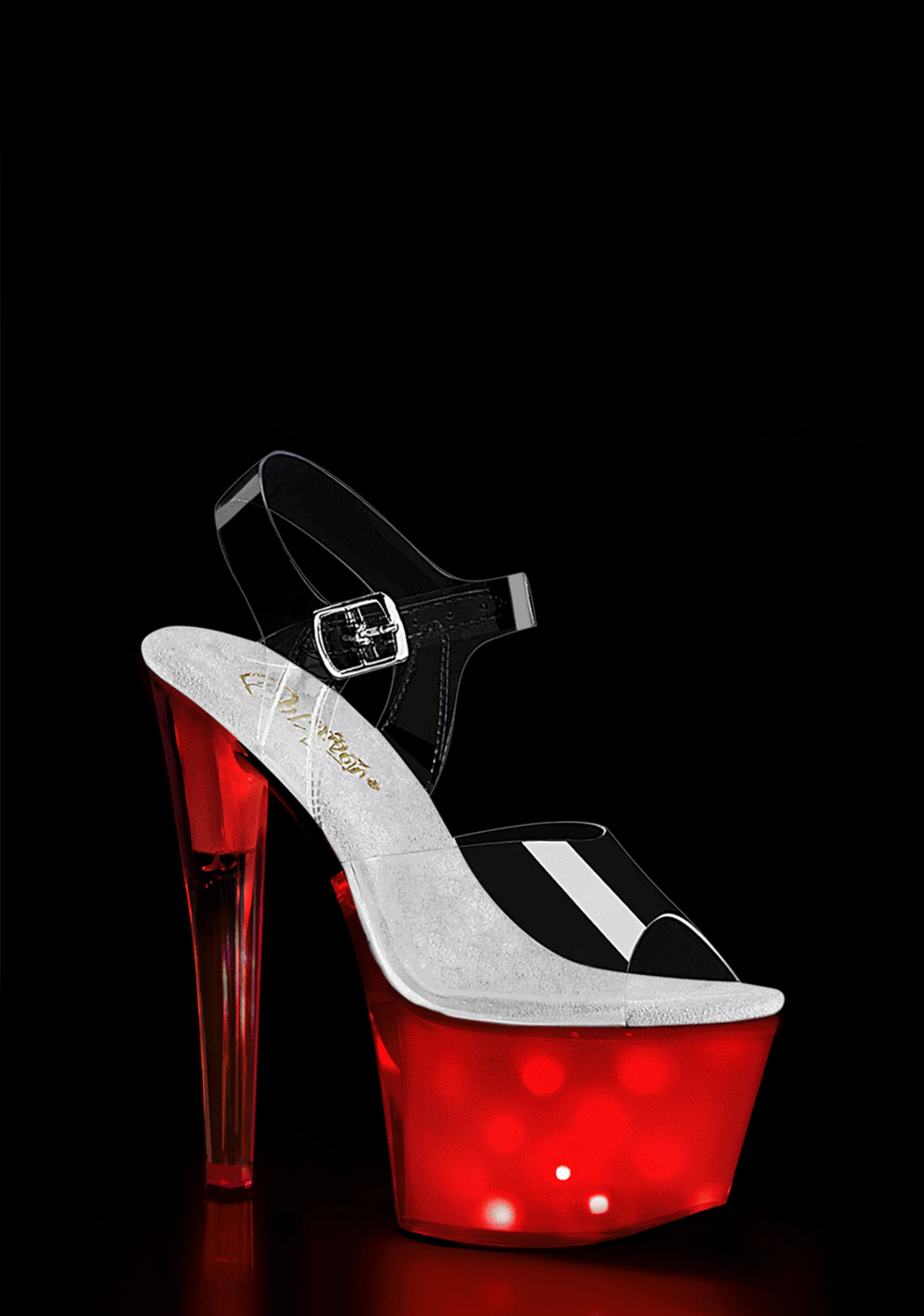 Discolite-708 Platform Ankle Strap LED Illuminated Sandals-Clear - Image 2