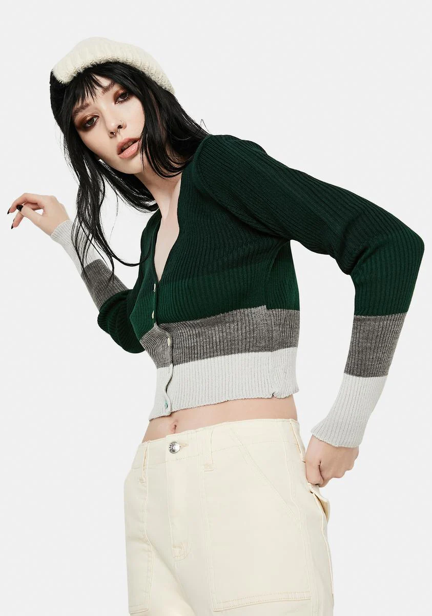90s Stripe Colorblock Cardigan - Image 2