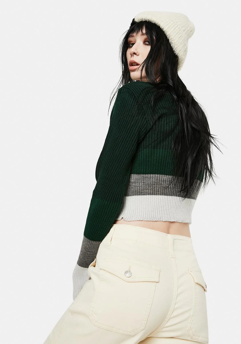 90s Stripe Colorblock Cardigan - Image 4