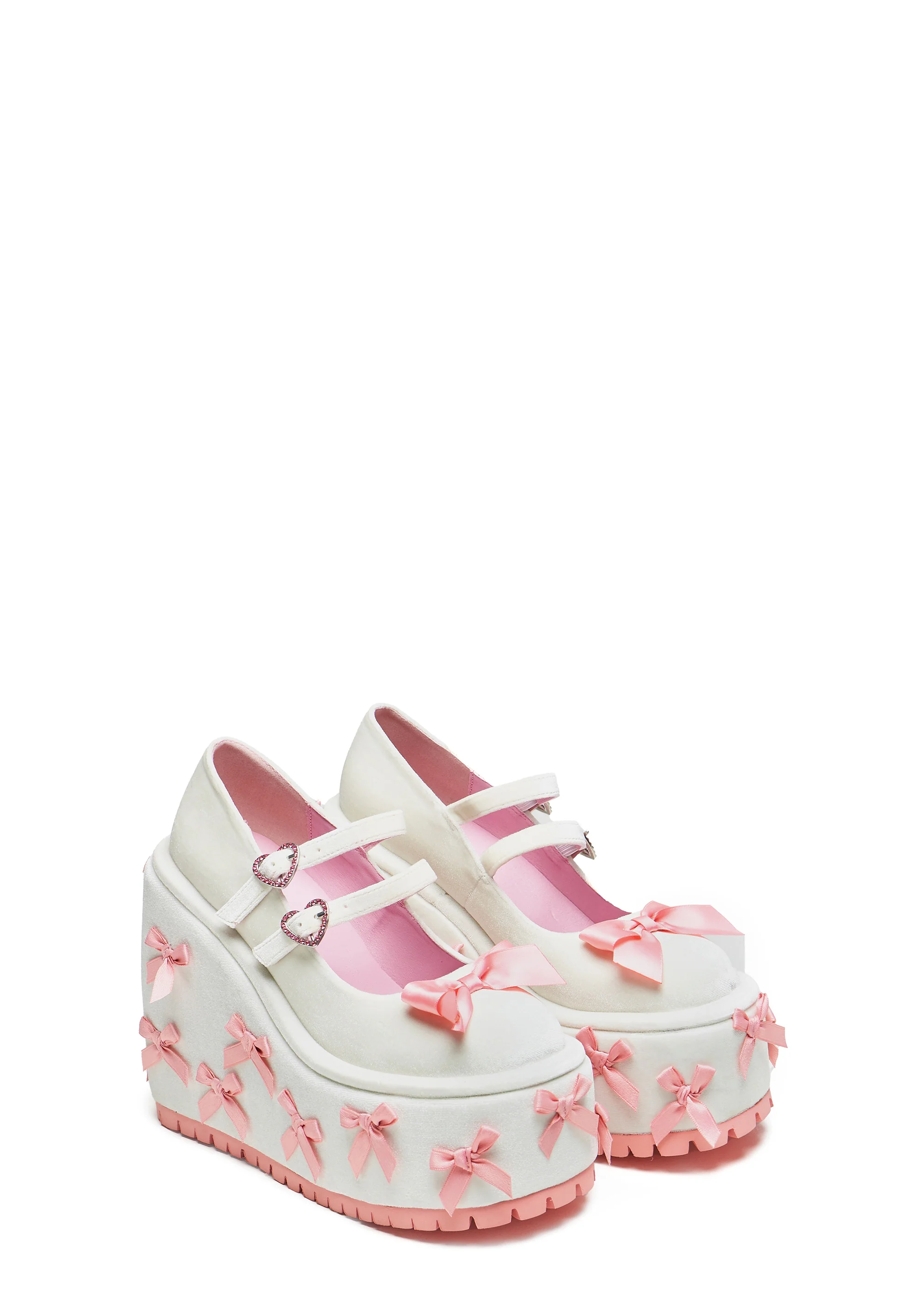A Courtship of Bows Platform Mary Janes - Cream - Image 4