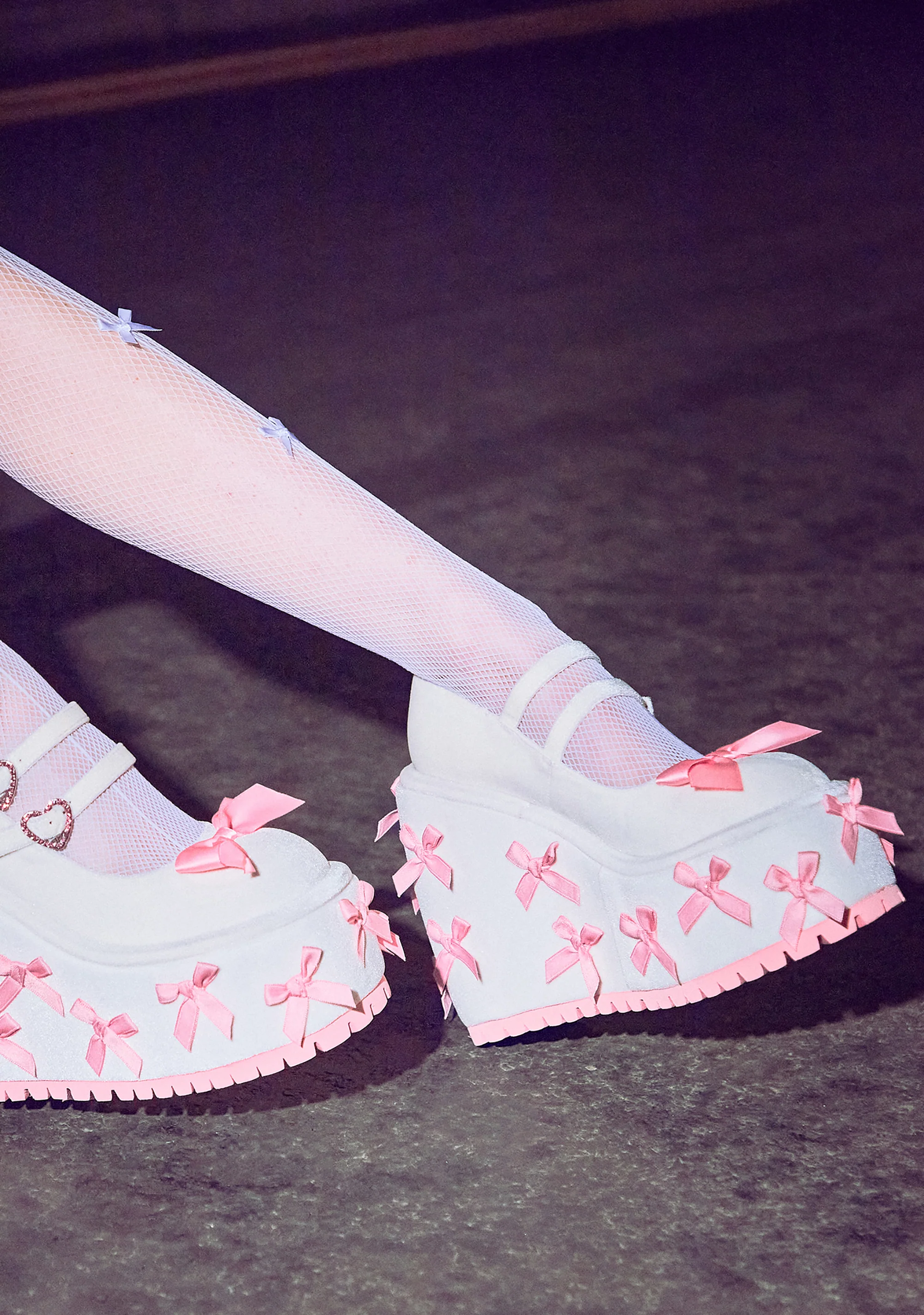 A Courtship of Bows Platform Mary Janes - Cream - Image 7