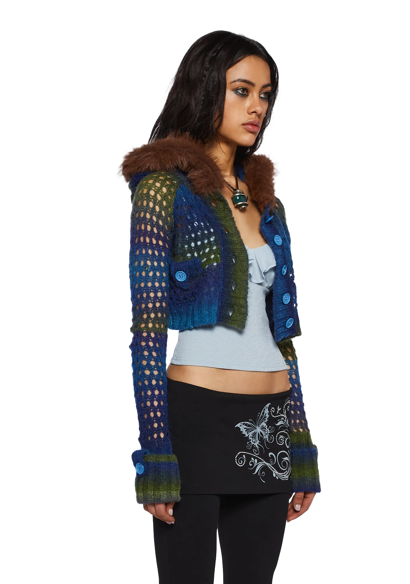 A Creature's Comforts Hooded Cardigan - Blue - Image 3