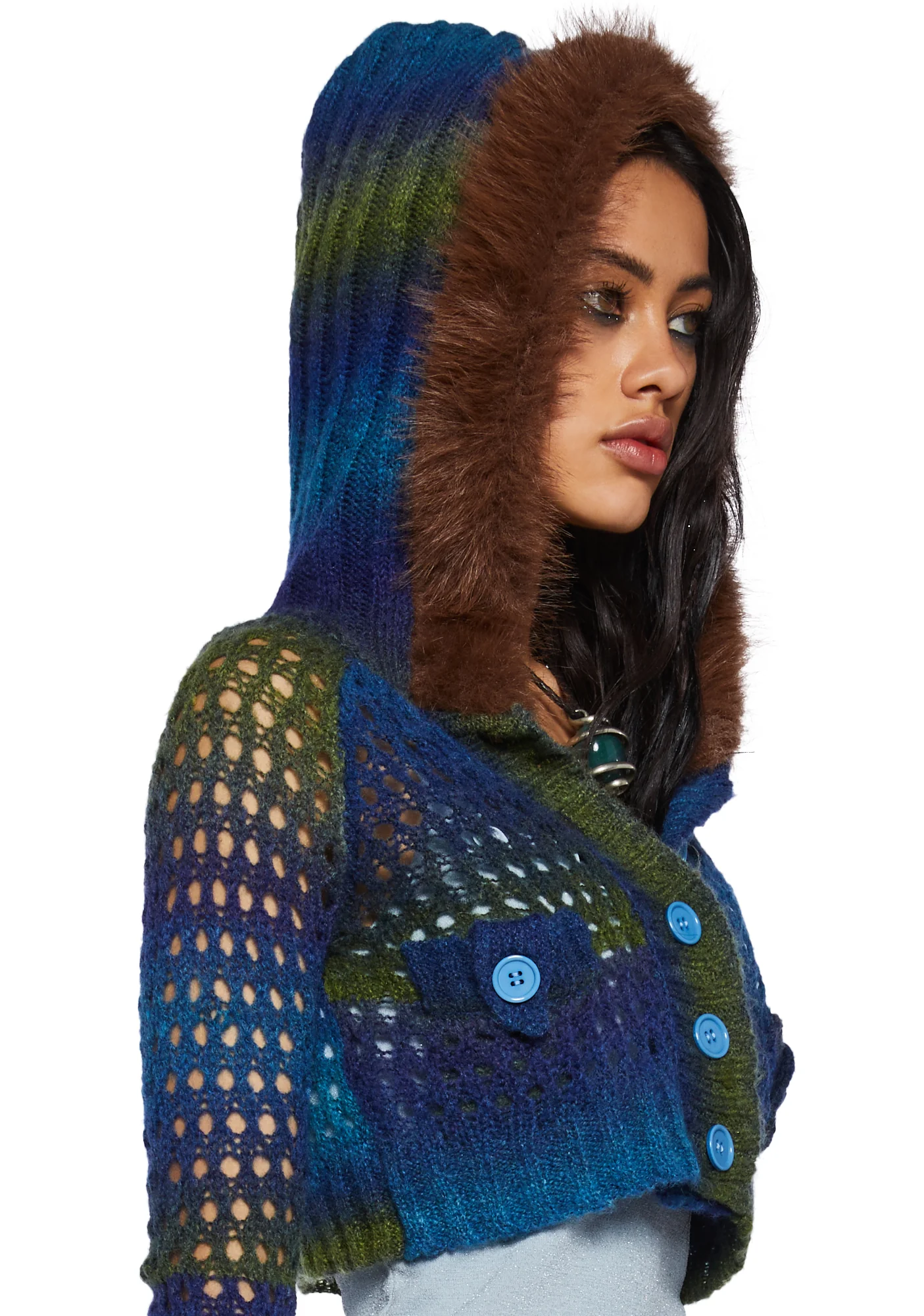 A Creature's Comforts Hooded Cardigan - Blue - Image 4