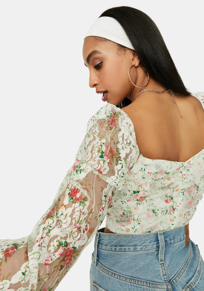 A Girls World Sheer Floral Lace Crop Top - Image 4