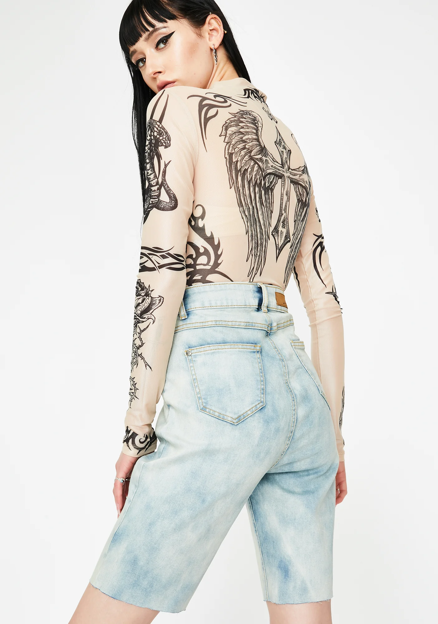 Abrasion Denim Cycling Shorts - Image 4