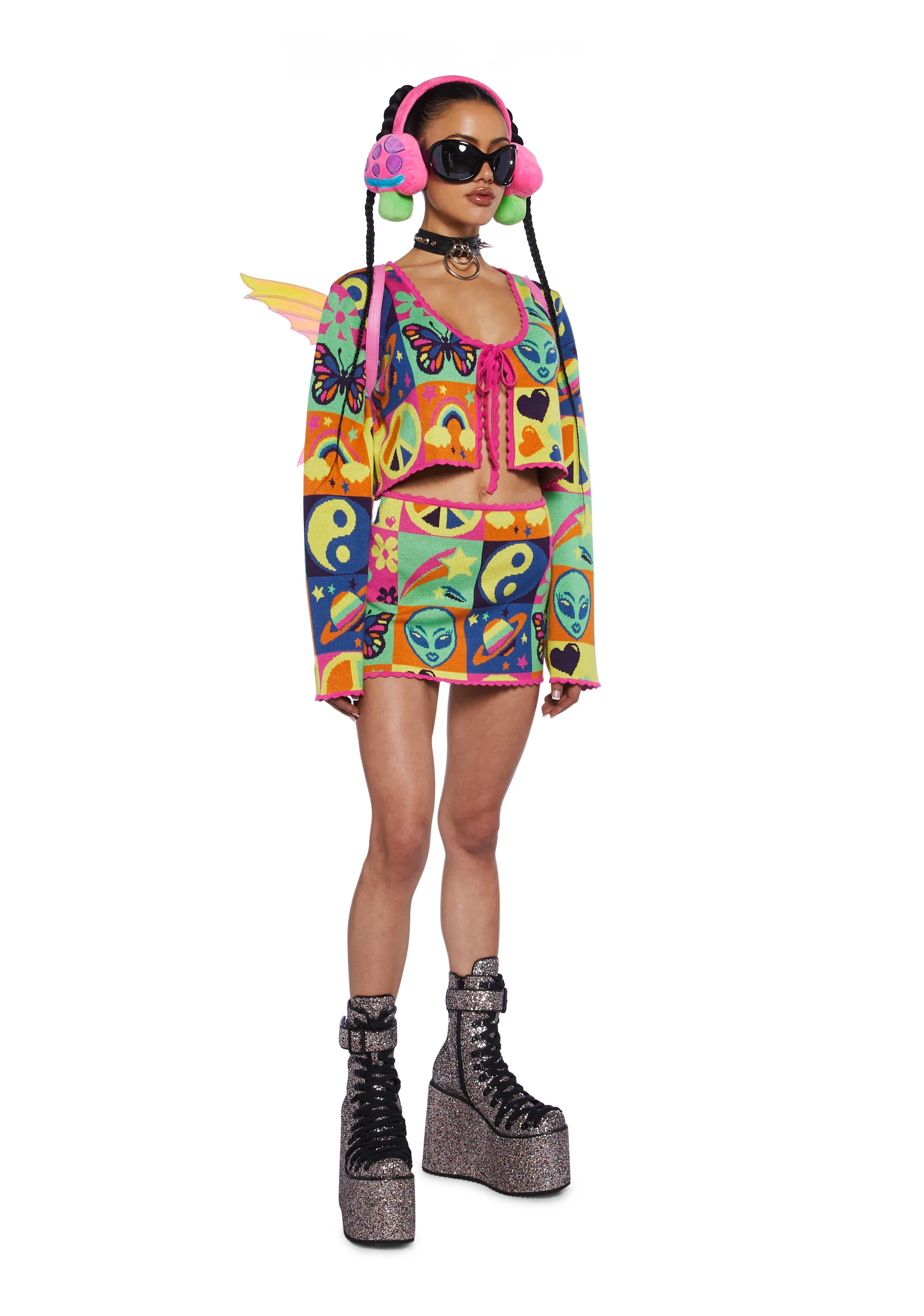 Acid Trippin Knit Mini Skirt - Image 3