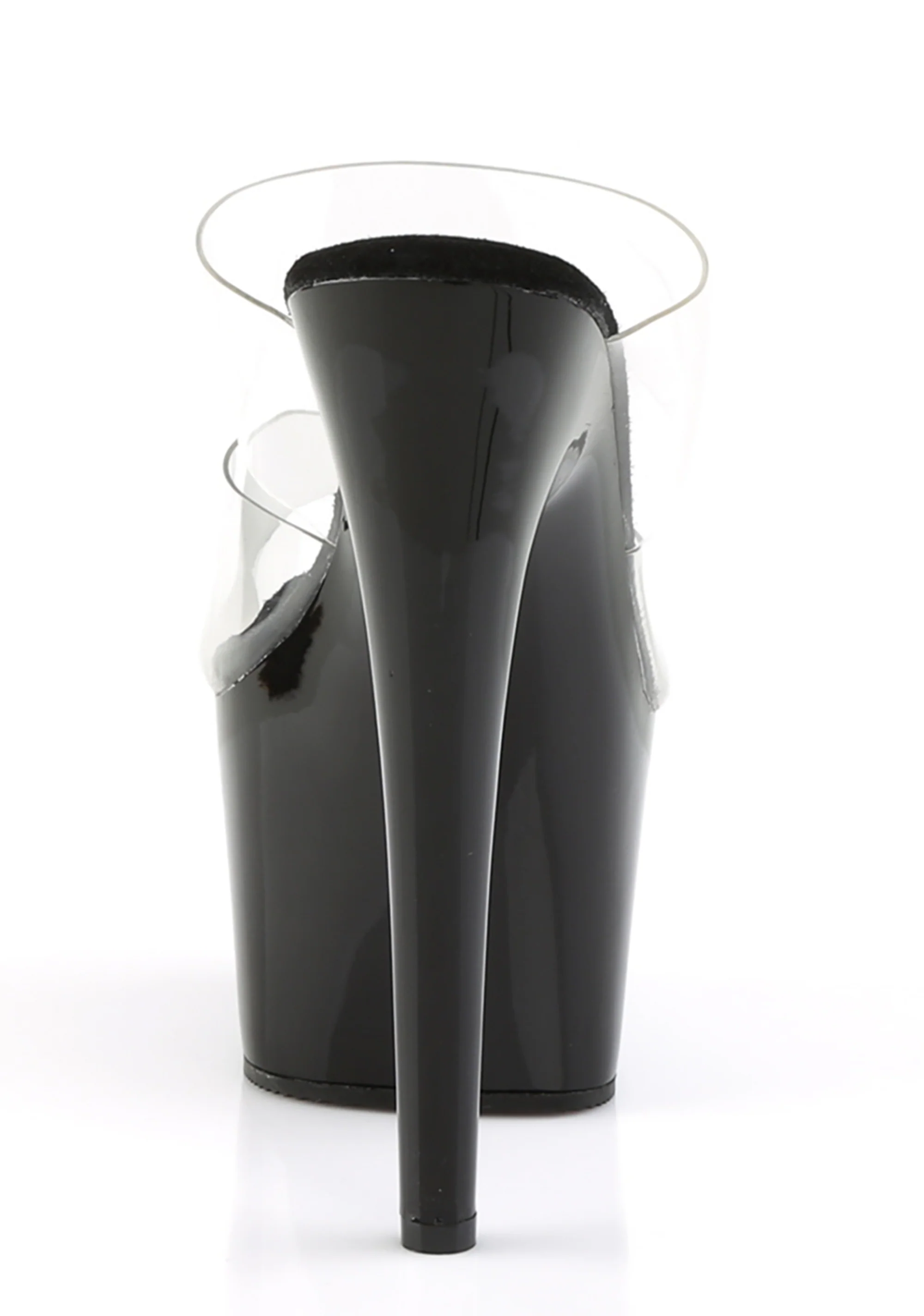 Adore-702 Platform Two-Band Straps Slides-Clear-Black - Image 4
