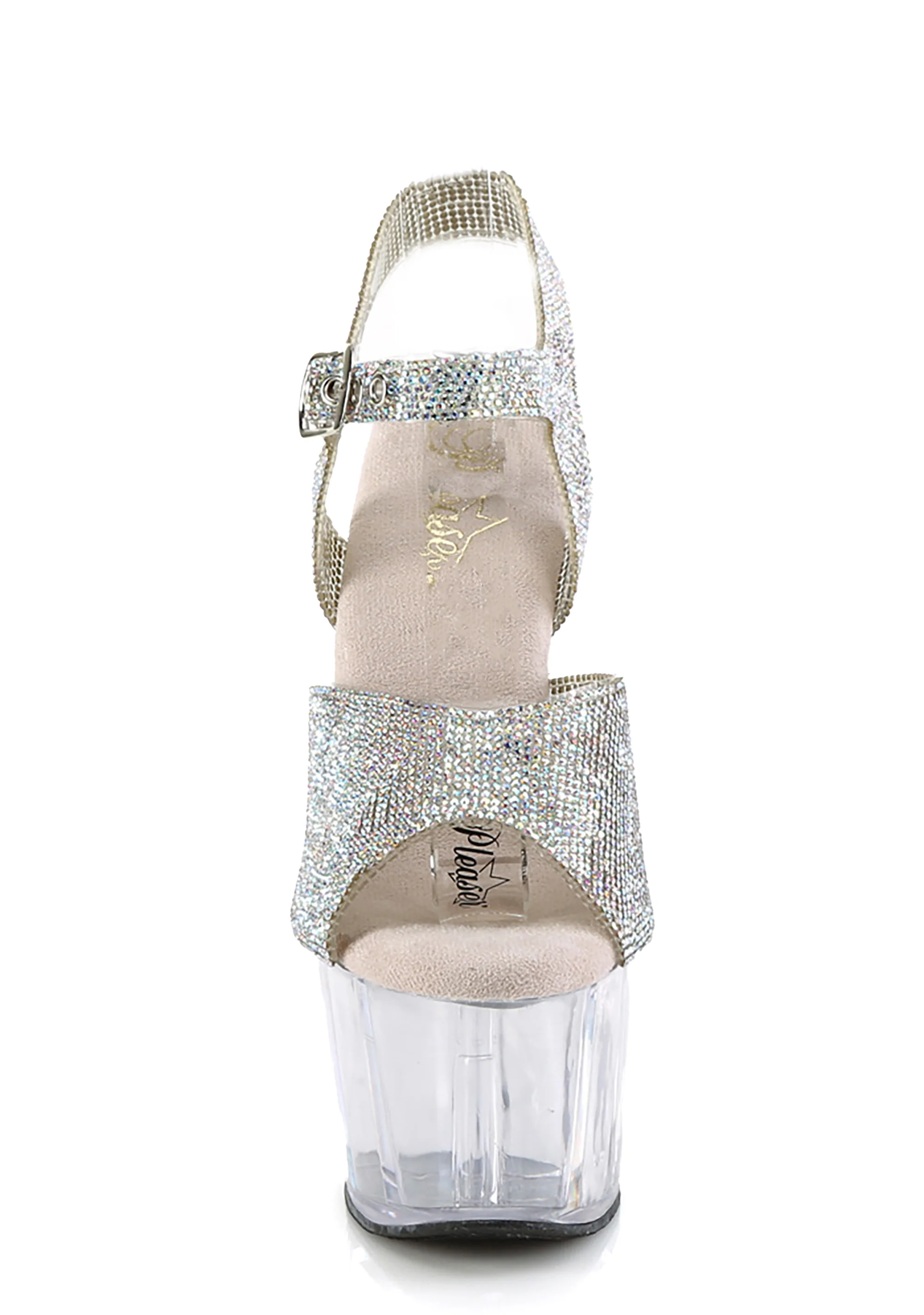 Adore-708N-RS Platform Rhintestones Ankle Strap Sandals-Clear - Image 2