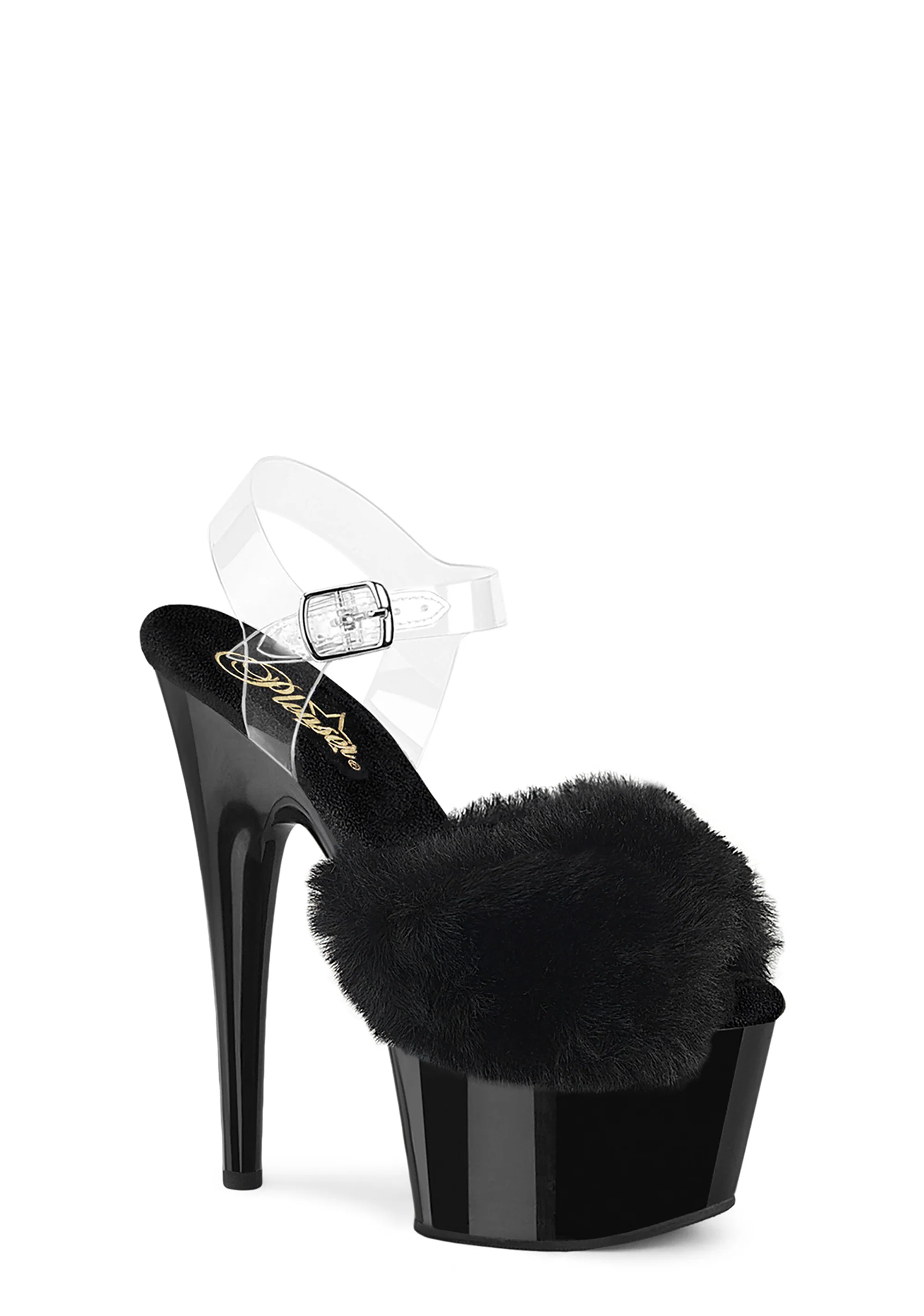 Adore-708FUR Platform Ankle Strap Sandals-Black - Image 5