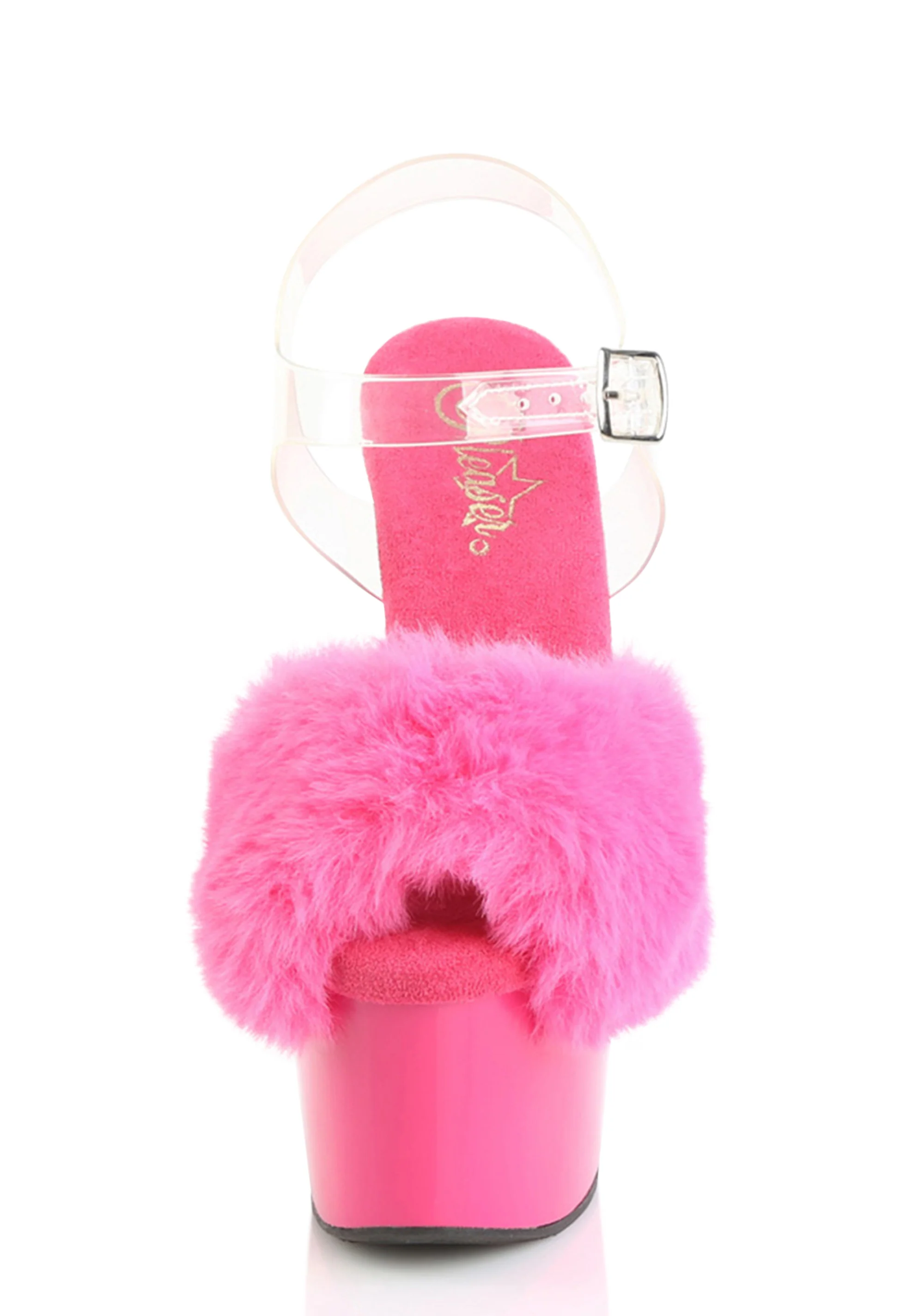 Adore-708FUR Platform Ankle Strap Sandals-Fuchsia - Image 3