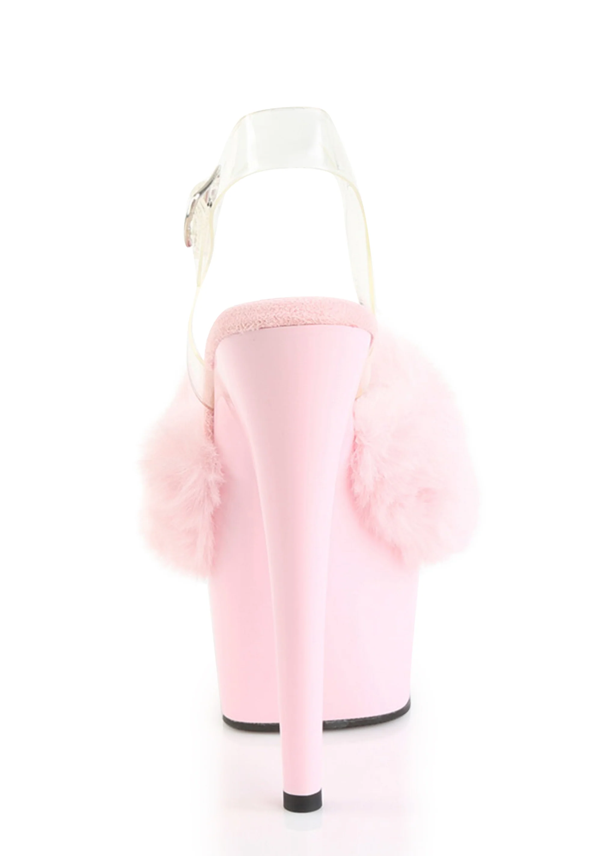 Adore-708FUR Platform Ankle Strap Sandals-Baby Pink - Image 4