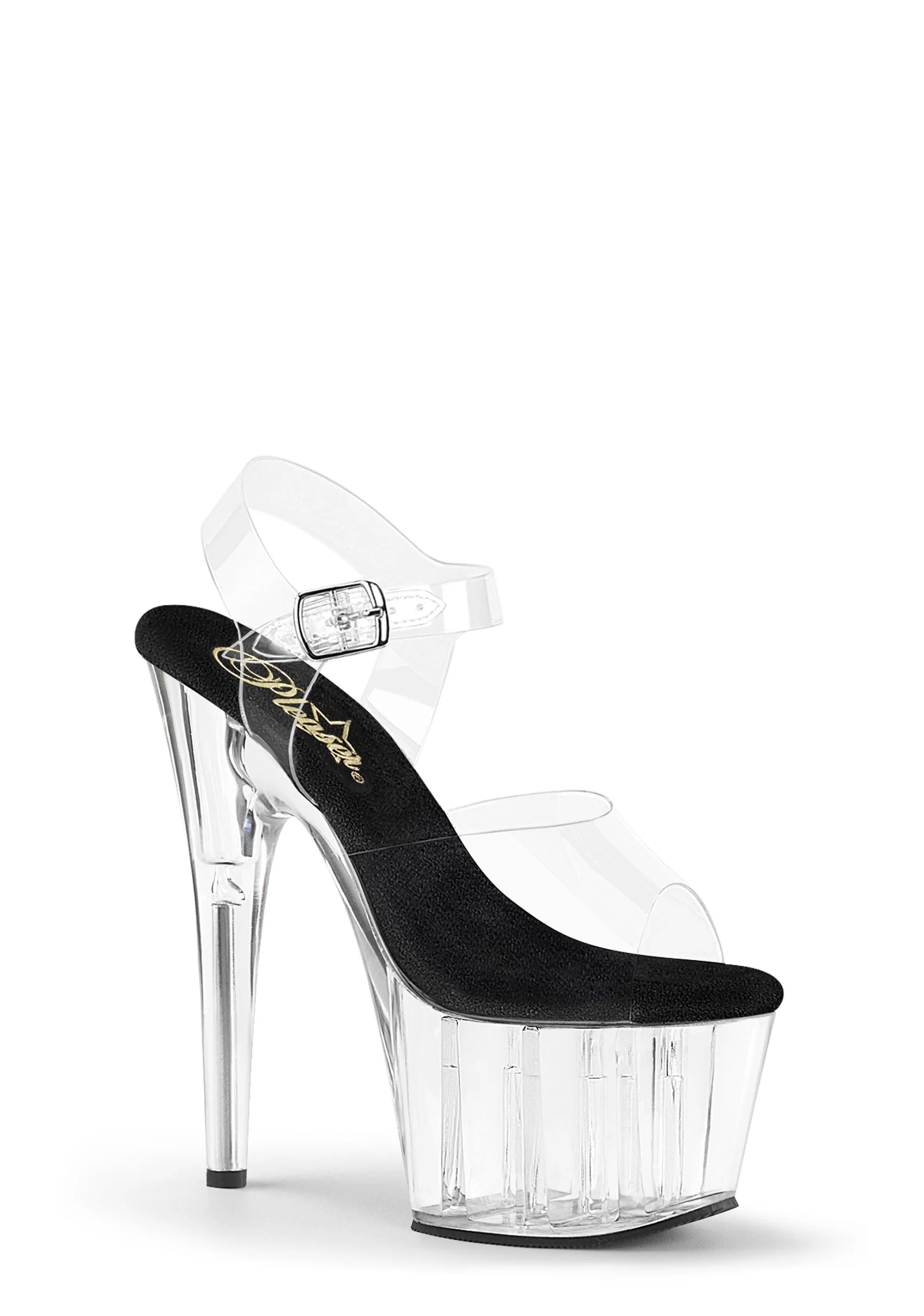 Adore-708PREM Platform Ankle Strap Sandals-Clear - Image 5