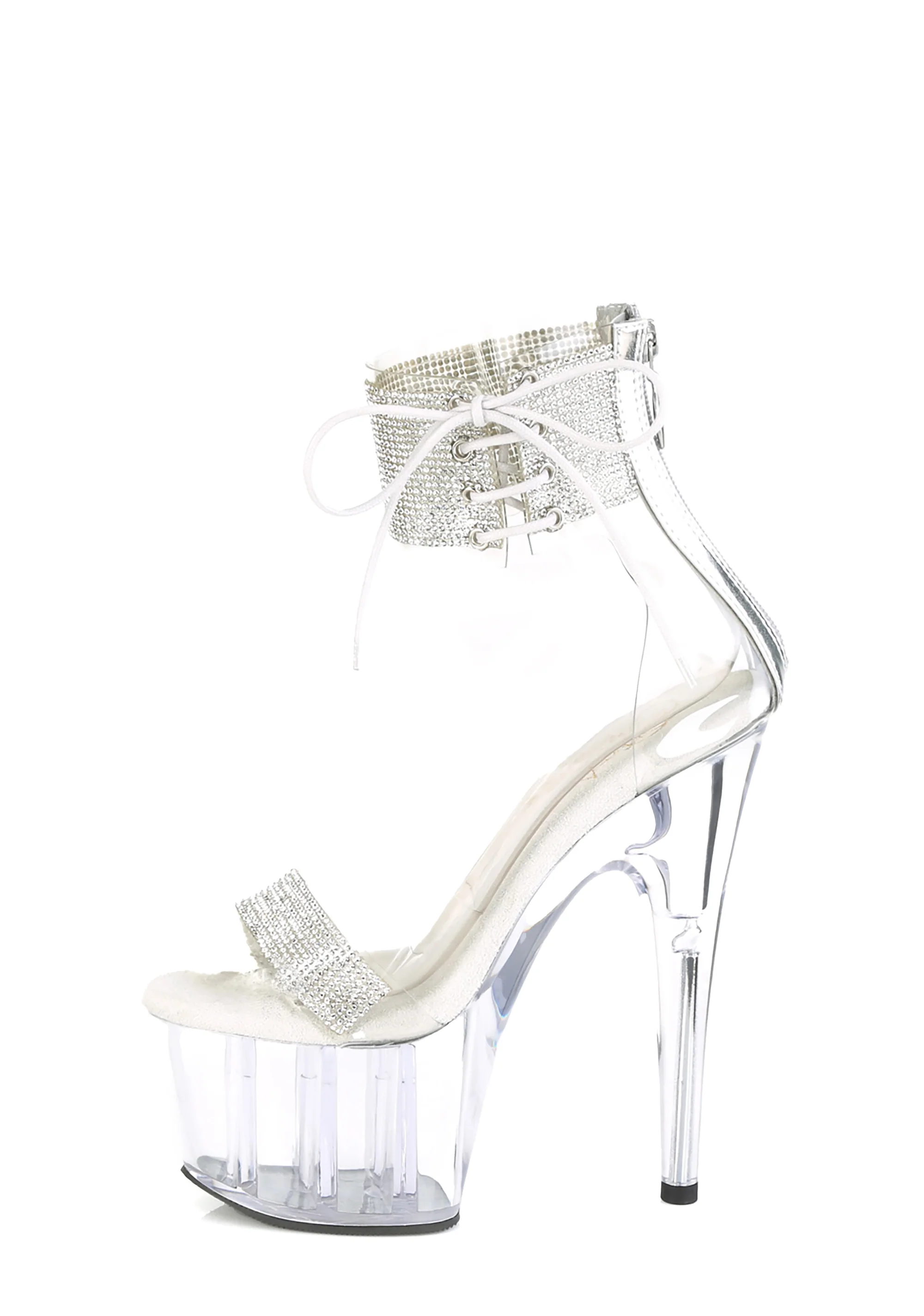 Adore-727RS Platform Ankle Cuff Sandals-Clear - Image 3