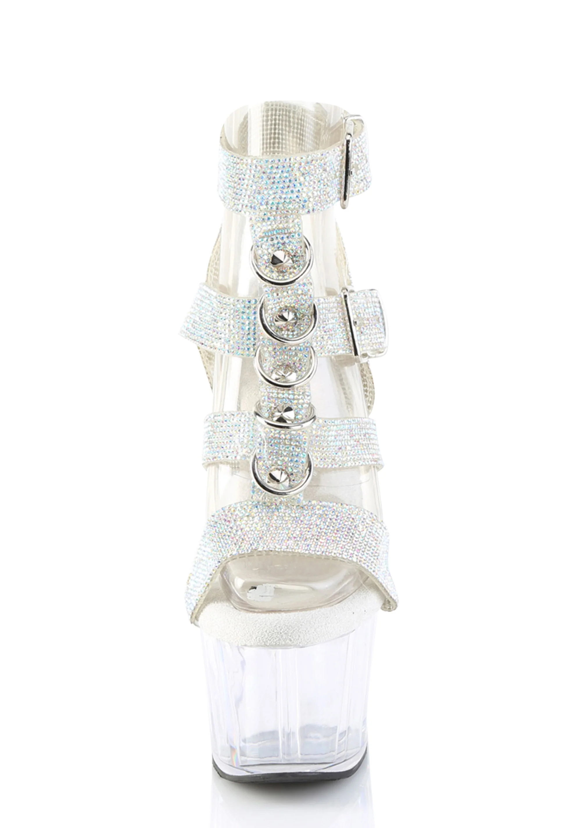 Adore-756 Platform Rhinestone T-Strap Sandals-Clear - Image 3