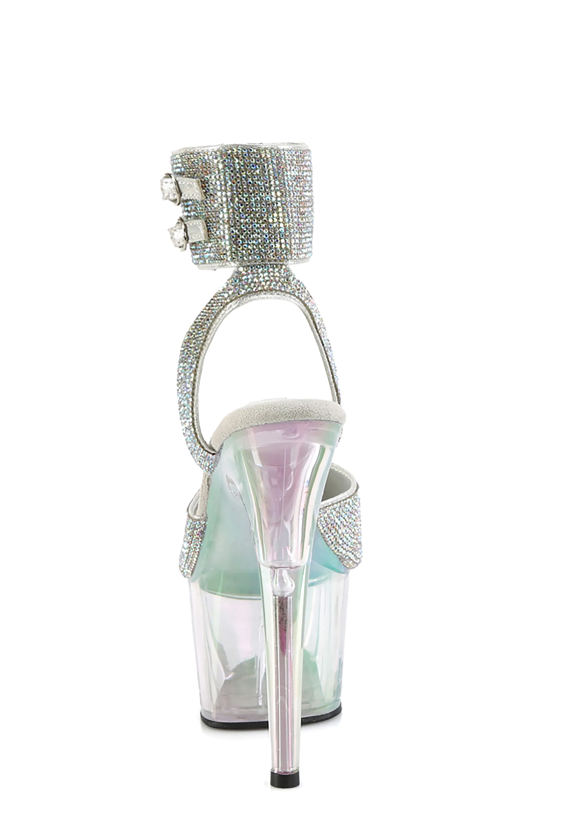 Adore-791HTRS Platform Rhinestone Ankle Cuff Sandals-Holo Tinted - Image 4
