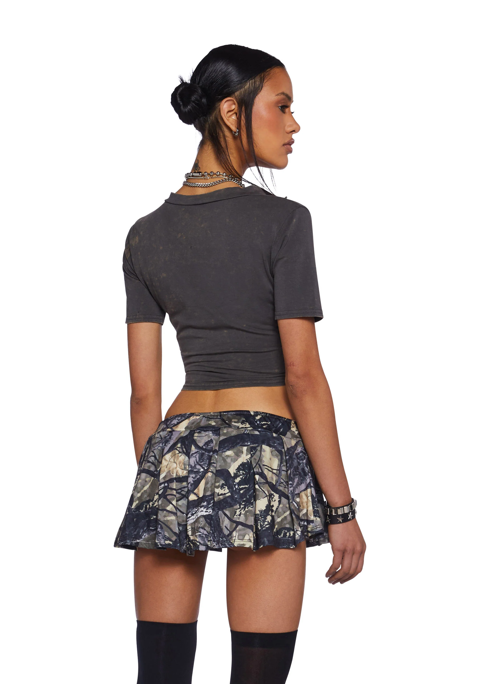 After The Afterparty Short Sleeve Top - Gray - Image 4