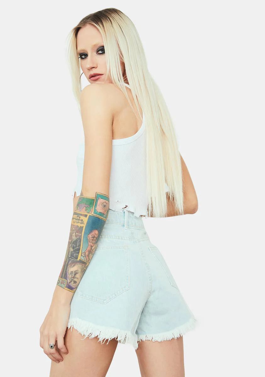 Against The Wall Studded Denim Shorts - Image 4