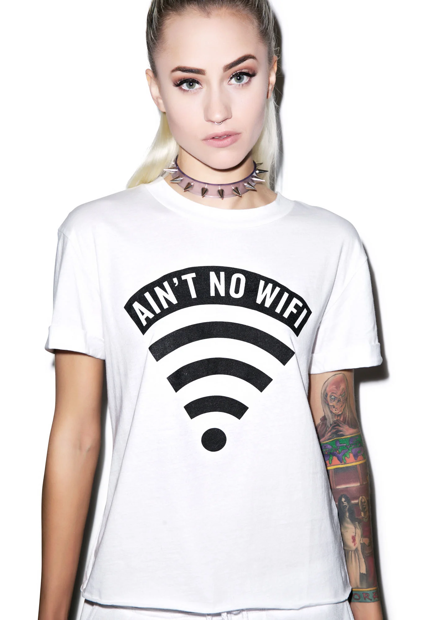 Aint No Wifi Crop Tee - Image 2