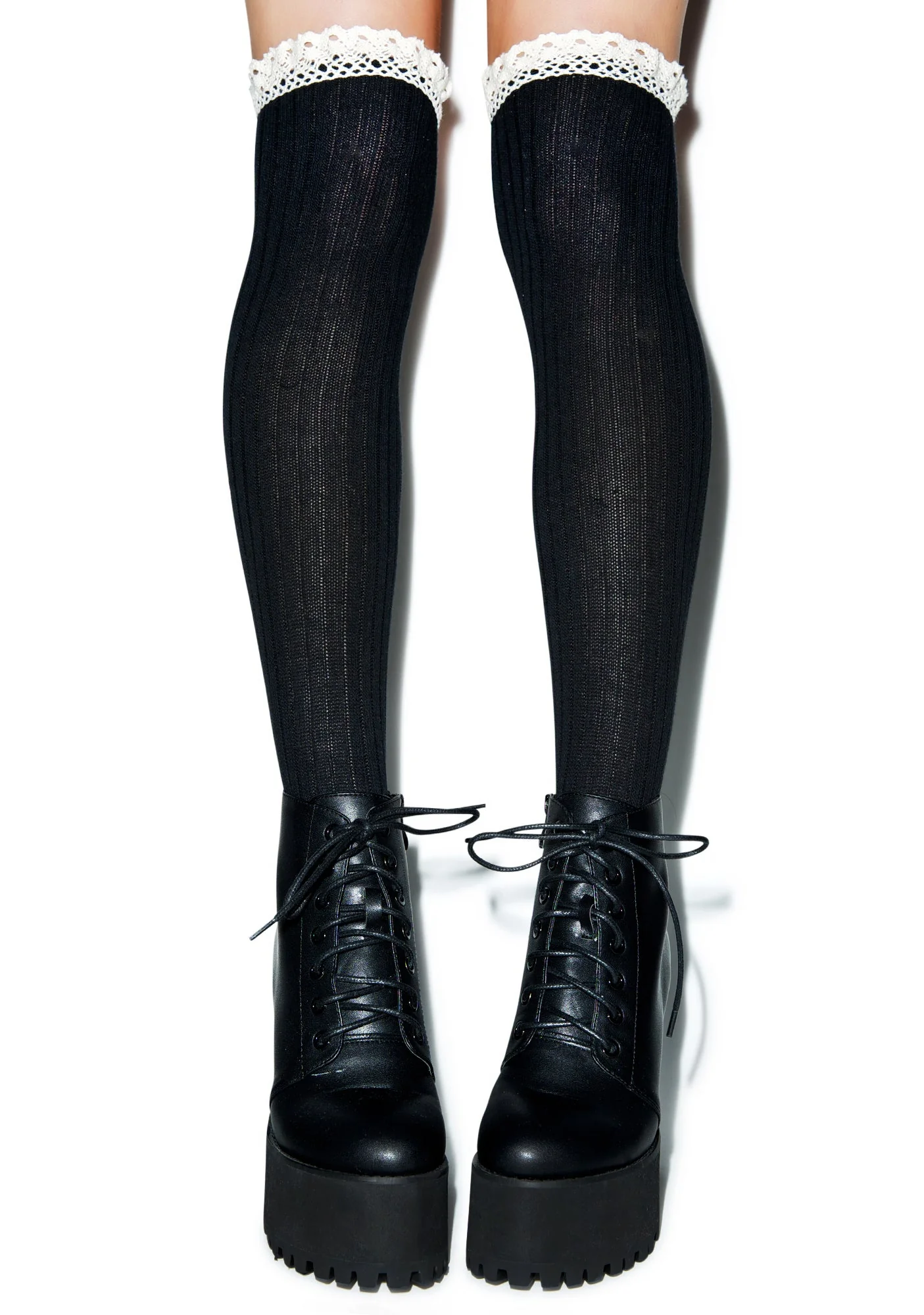 All About That Lace Knee High Socks - Black - Image 10