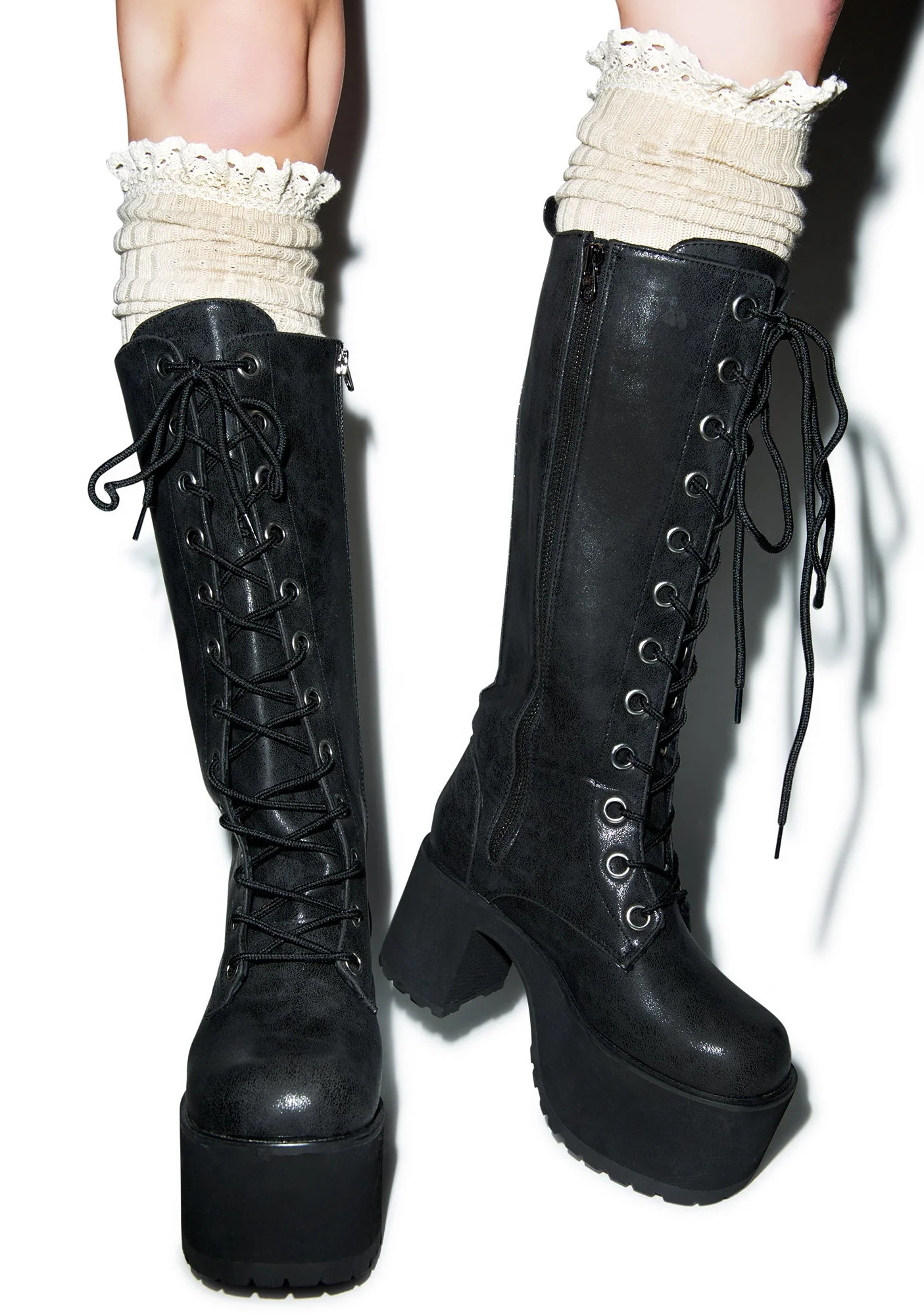 All About That Lace Knee High Socks - Black - Image 2