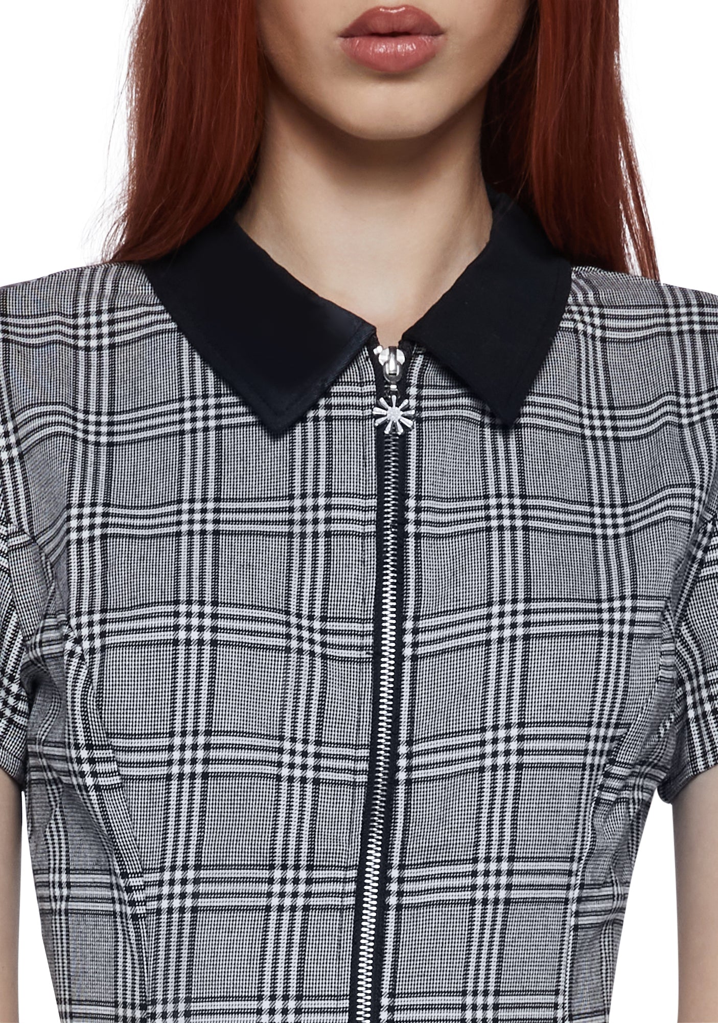 All Hail Me Plaid Babydoll Dress - Black - Image 5