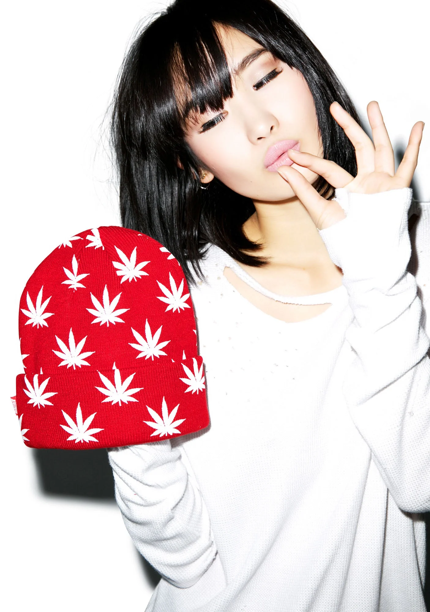 All Over Mary Jane Beanie - Red - Image 3