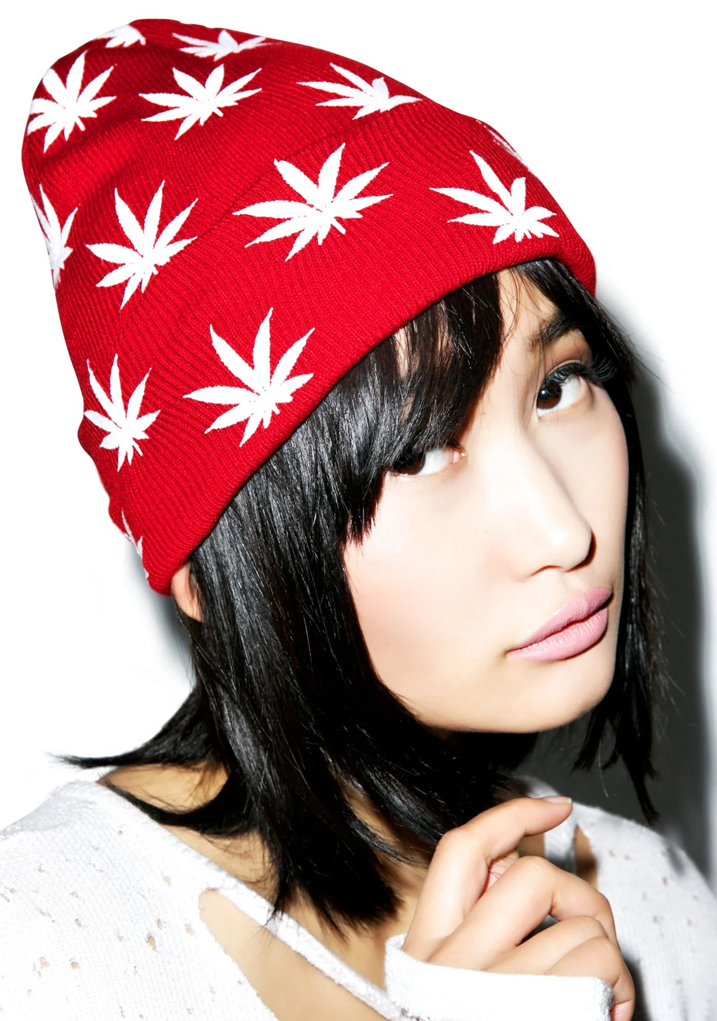 All Over Mary Jane Beanie - Red - Image 5