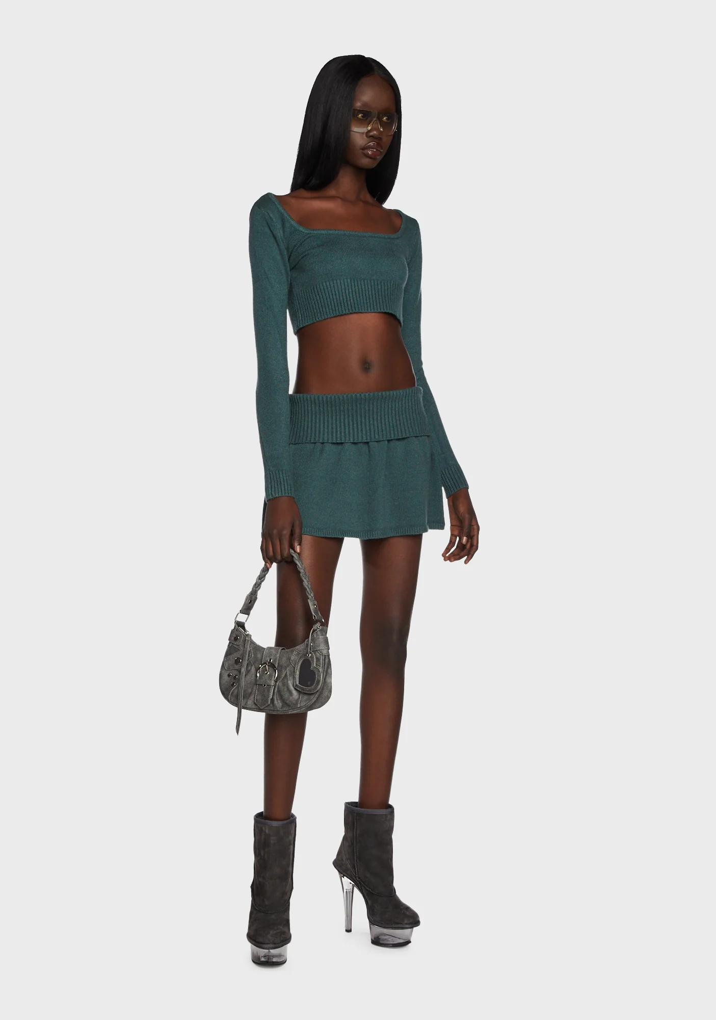 Allure Fold Over Knitted Mini Skirt - Image 2