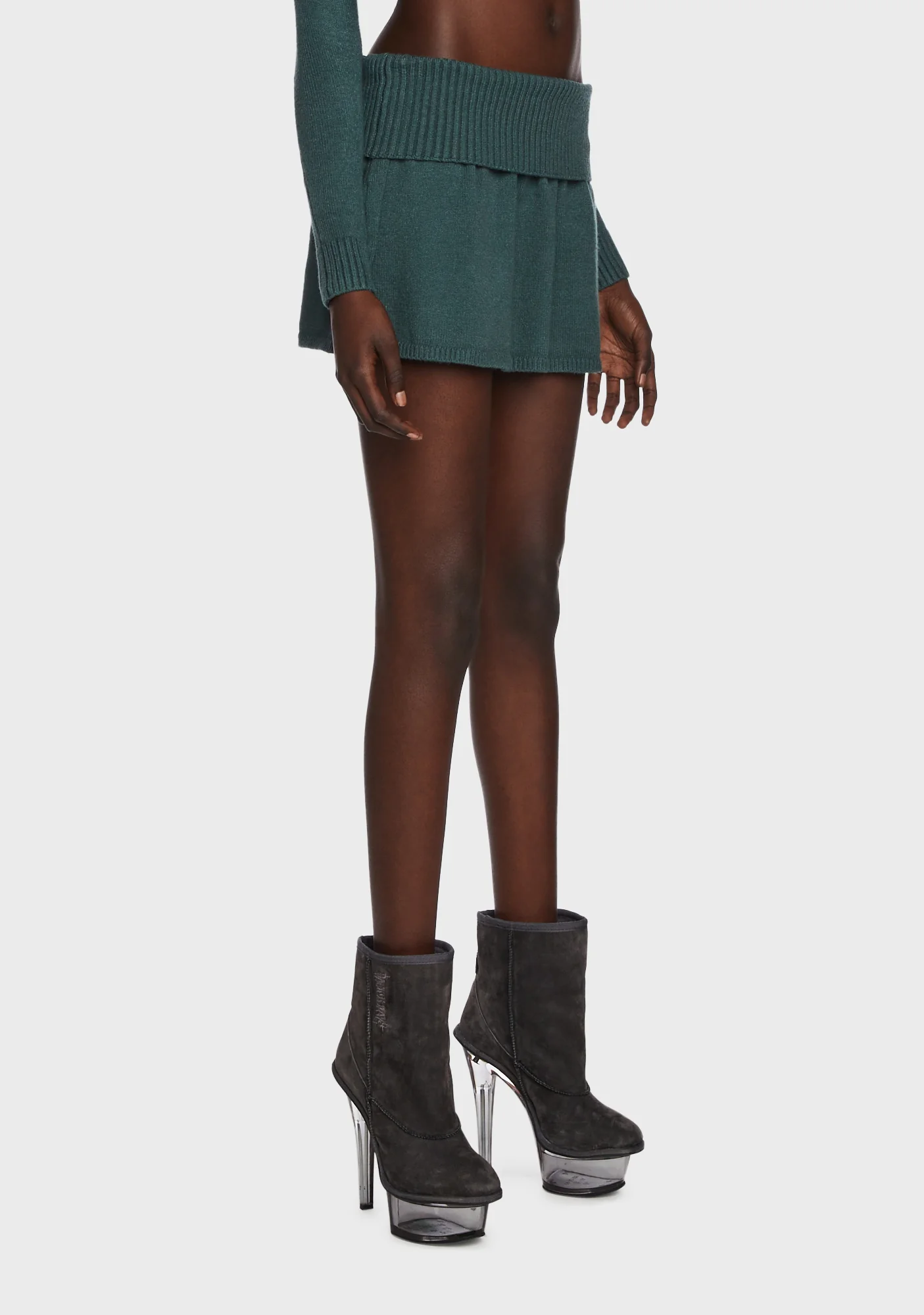 Allure Fold Over Knitted Mini Skirt - Image 3