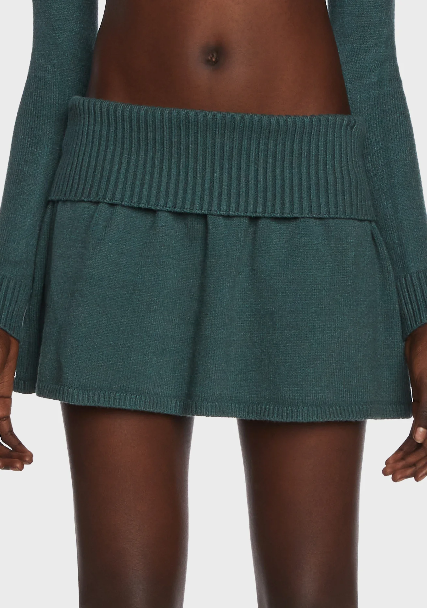 Allure Fold Over Knitted Mini Skirt - Image 5