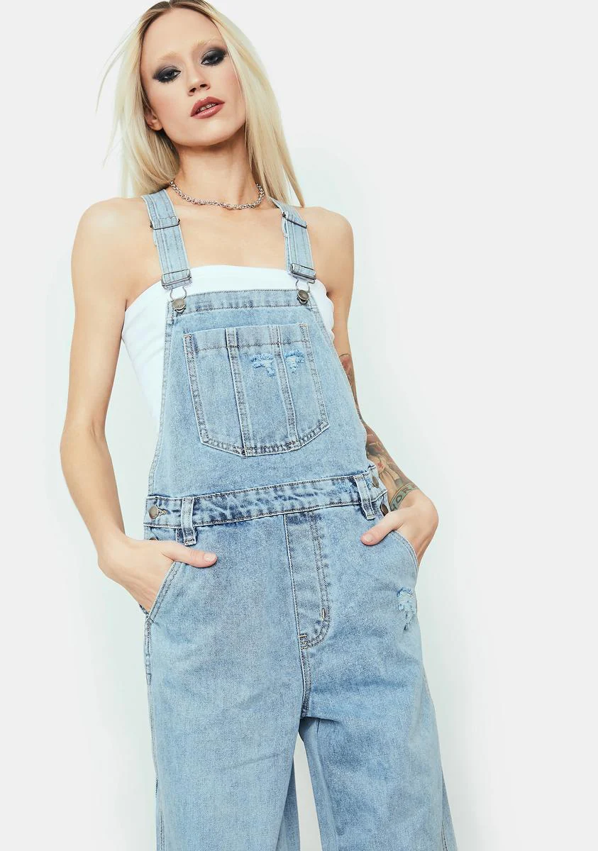 Almost Lover Relaxed Denim Overalls - Image 2