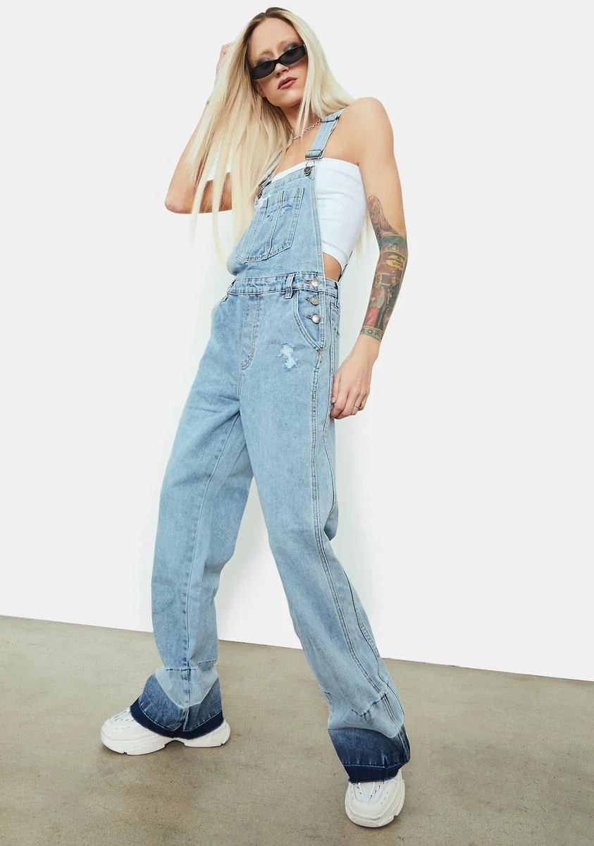 Almost Lover Relaxed Denim Overalls - Image 3