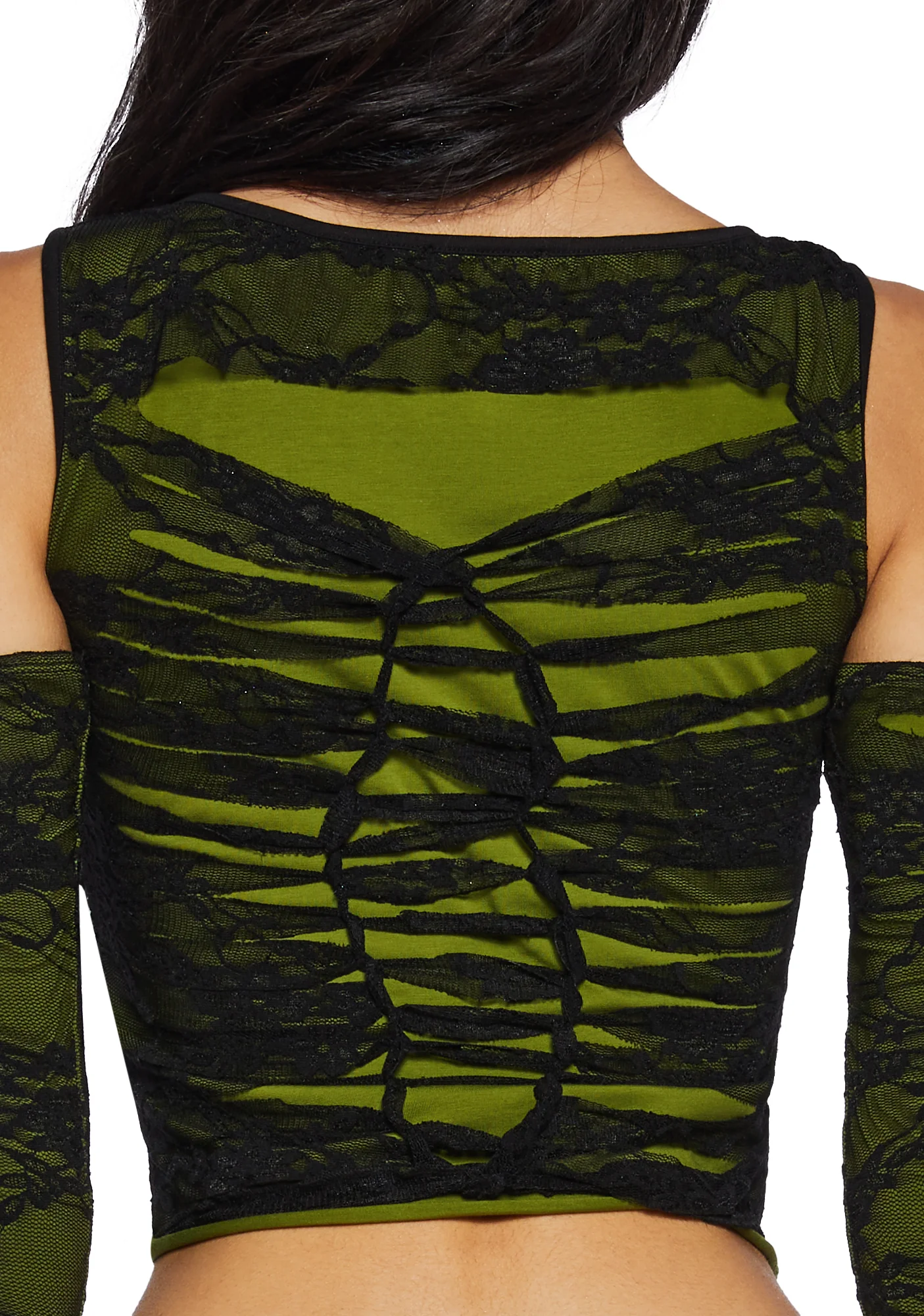 Alternative Spells Lace Top And Gloves Set - Green - Image 5