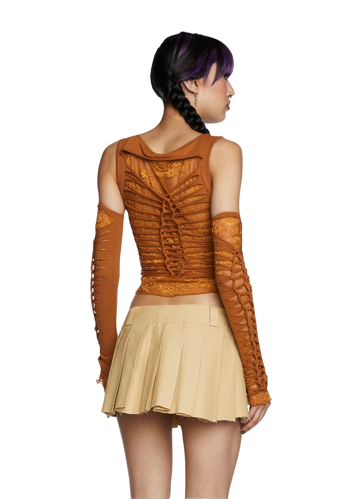 Alternative Spells Top And Gloves Set - Brown - Image 4