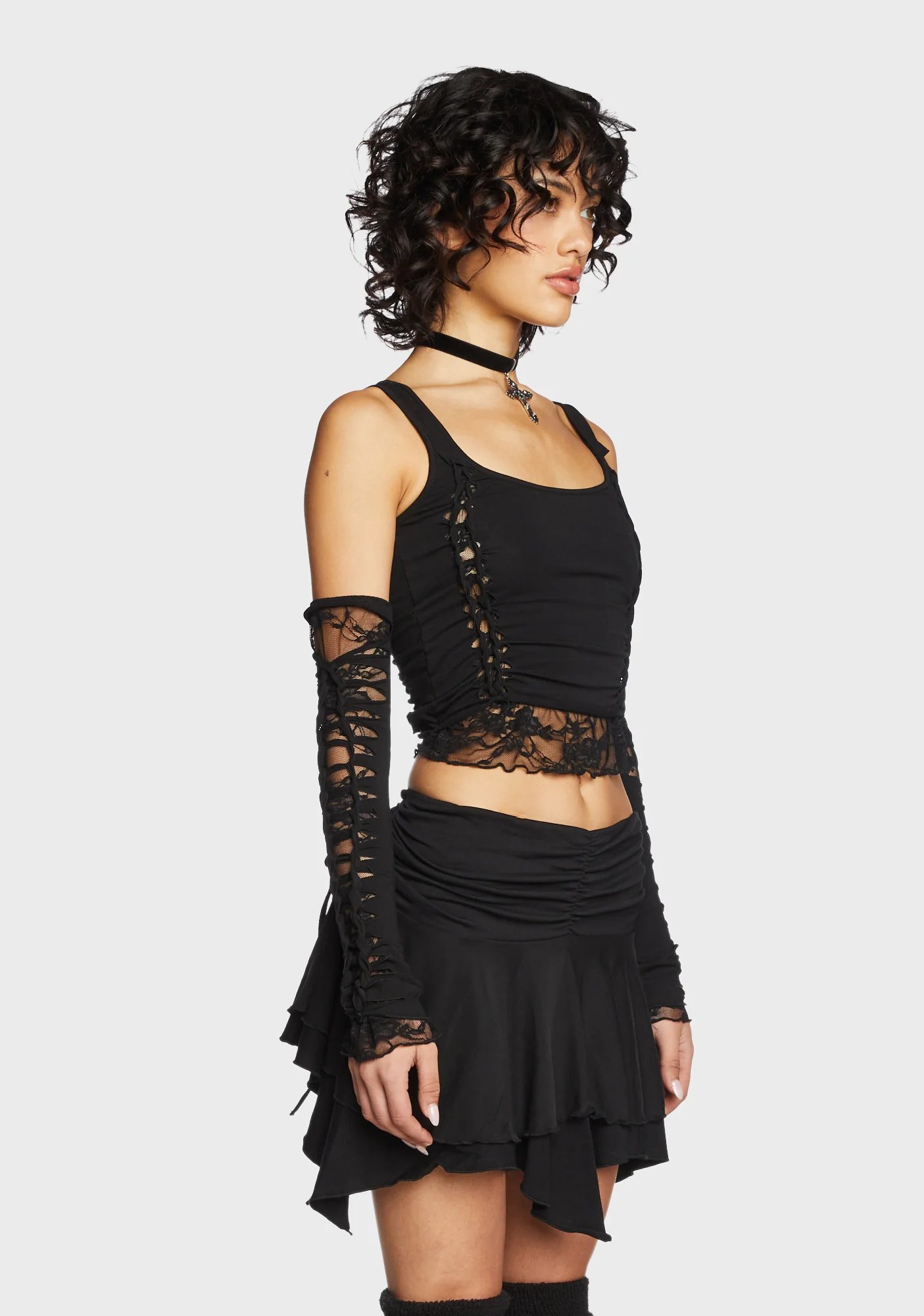 Alternative Spells Top & Gloves Set - Black - Image 3