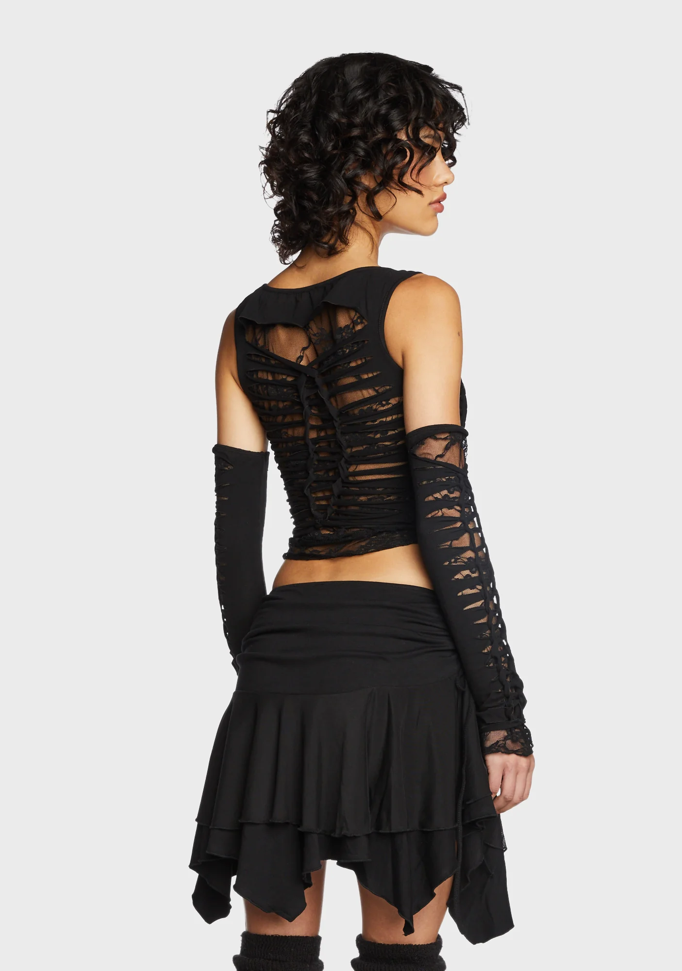 Alternative Spells Top & Gloves Set - Black - Image 4